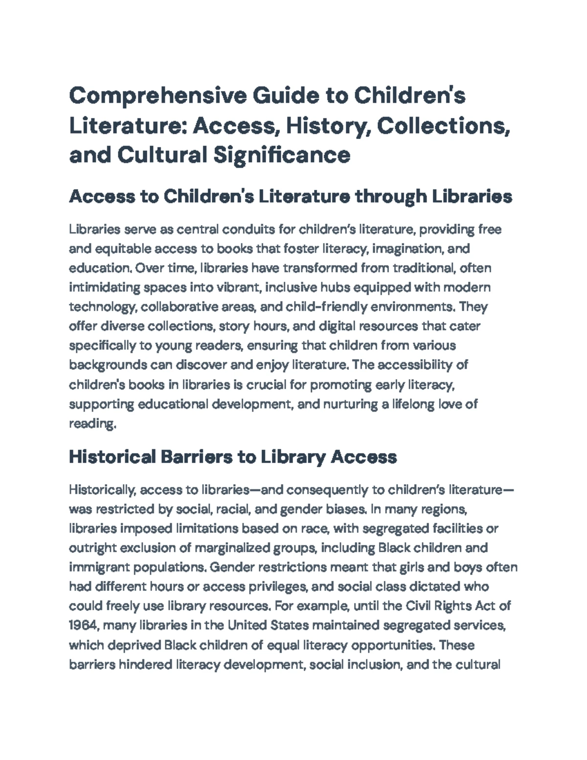 Comprehensive Guide to Teaching & Impact of Children's Literature - Studocu