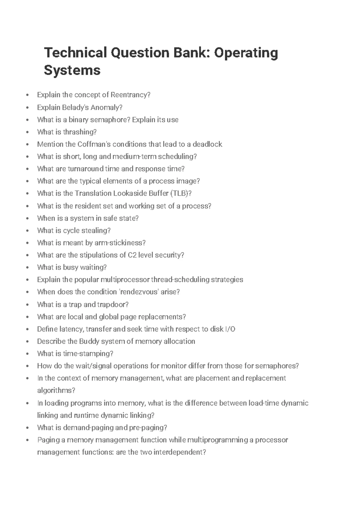 Core JAVA Technical Questions and Concepts Examination Guide - Studocu