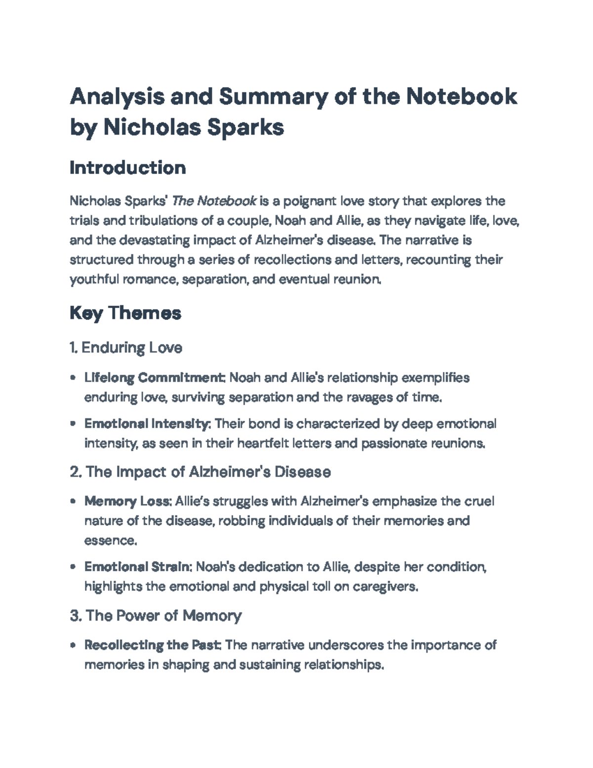 Analysis and Summary of 