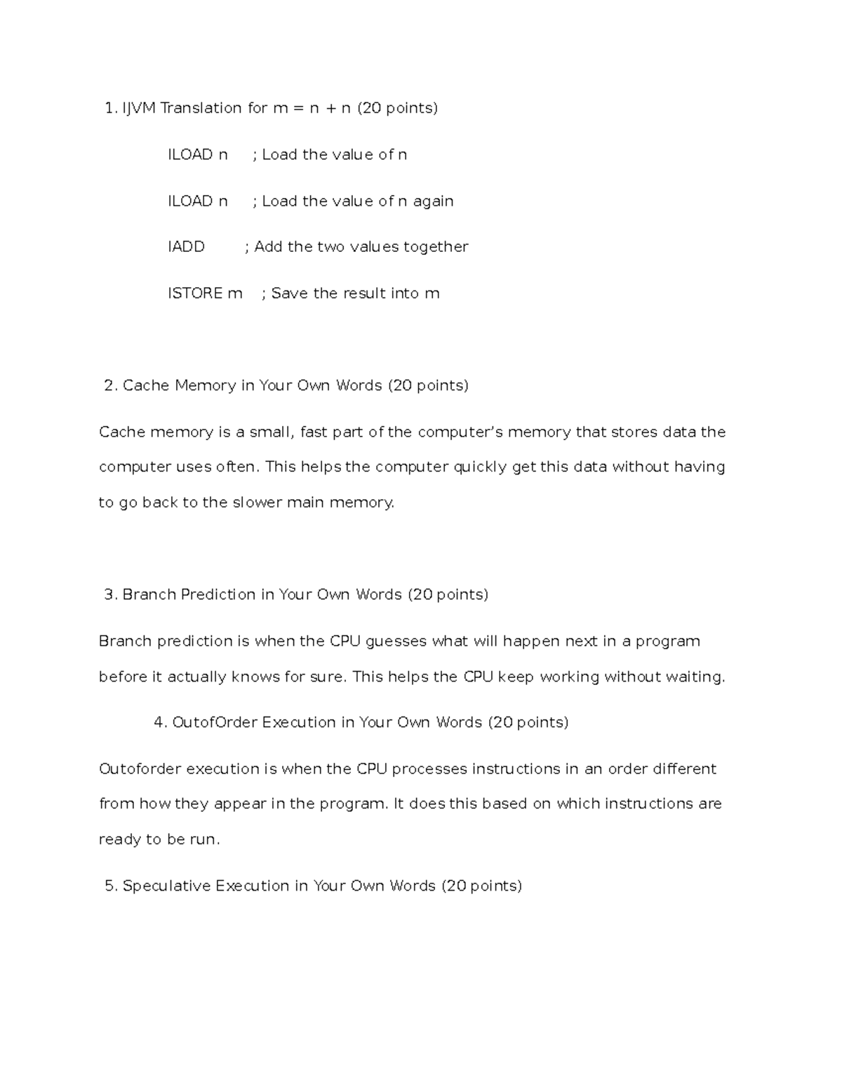 Homework Assignment 4: Computer Architecture Concepts & Techniques ...