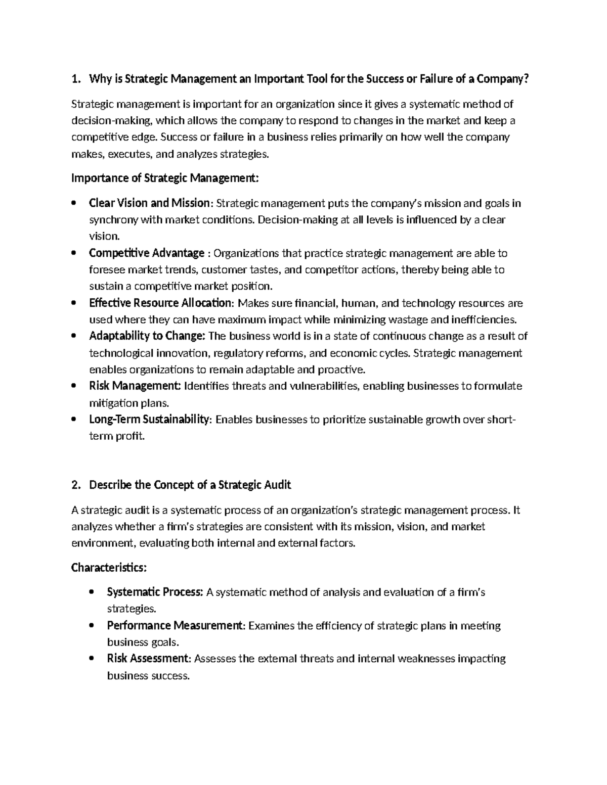 Why is Strategic Management an Important Tool for the Success or ...