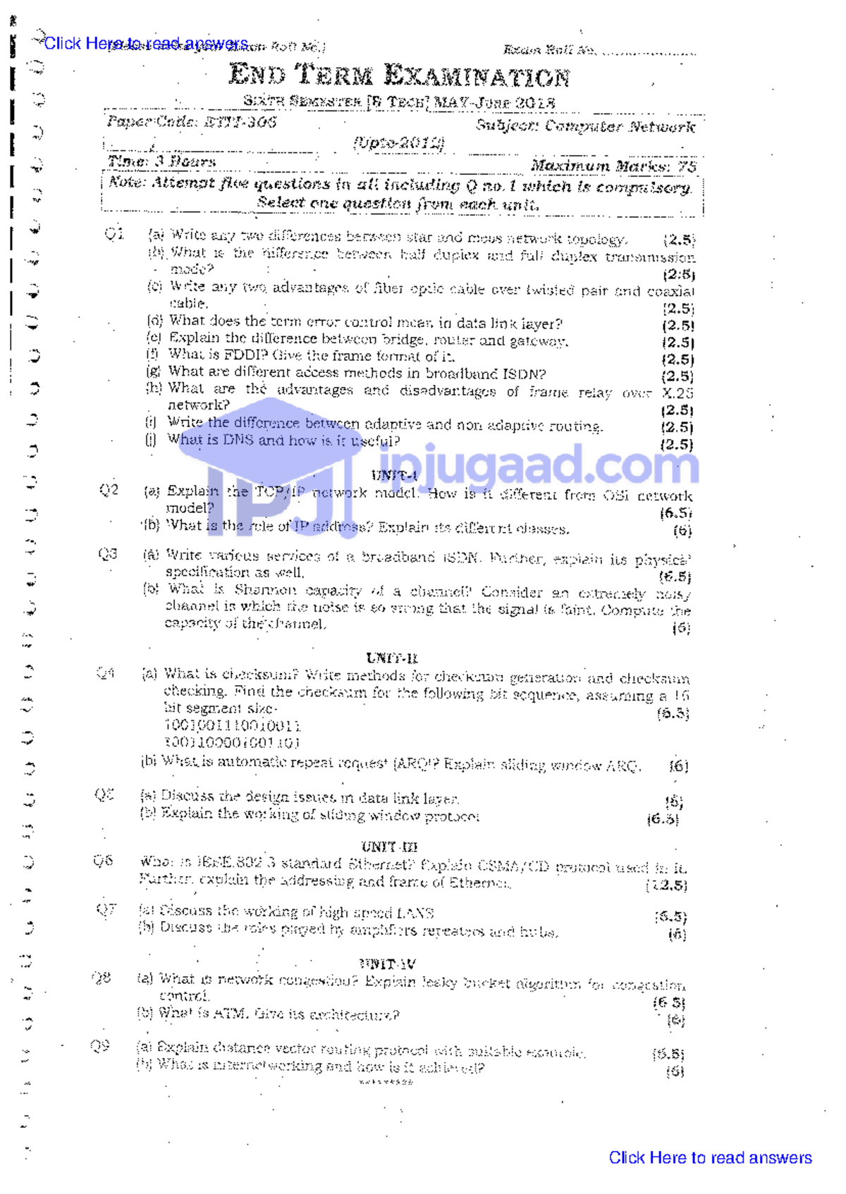 Ipjugaad b-tech-6th-sem-computer-network-paper-2018 - Computer networks ...