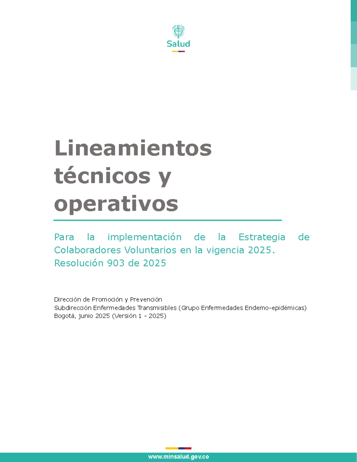Lineamientos Técnicos para la Implementación de ColVol - Resolución 903 ...