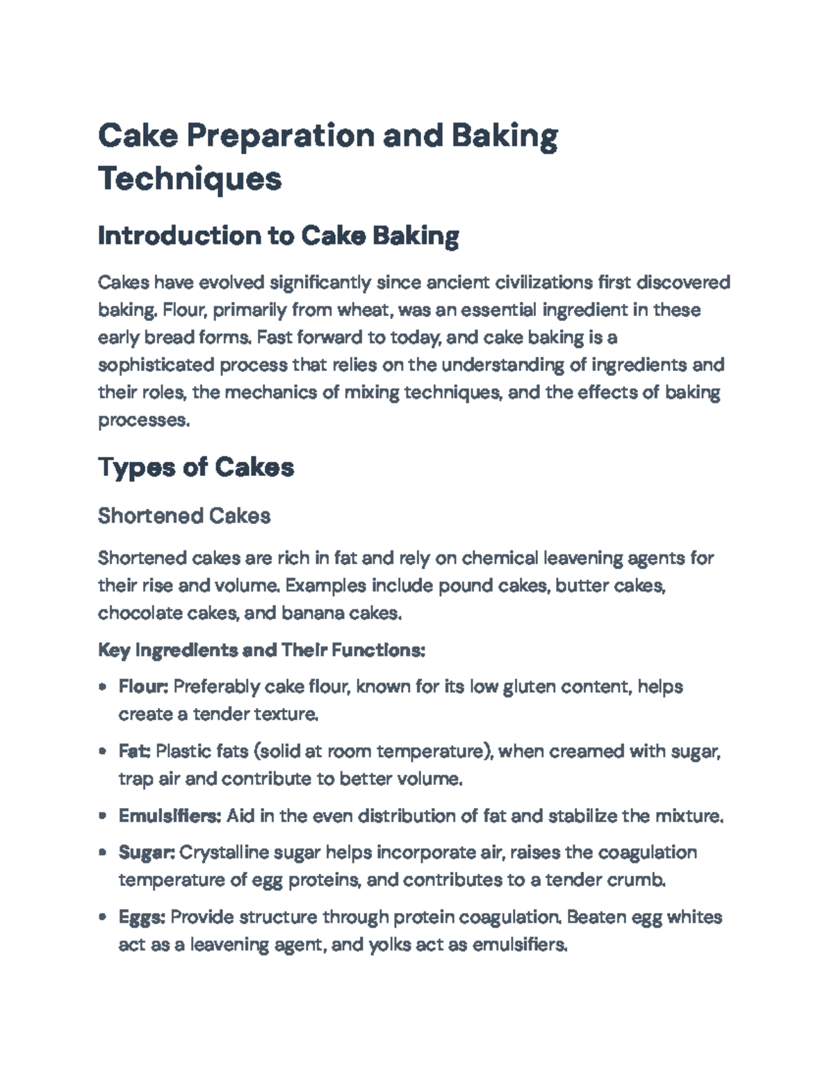 Cake Baking Techniques and Ingredient Functions - Comprehensive Guide ...