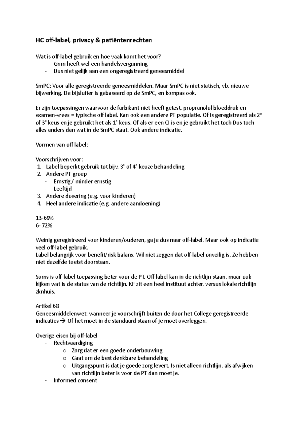 HC Off-Label Usage in Medications & Patient Rights (2022) - Studeersnel