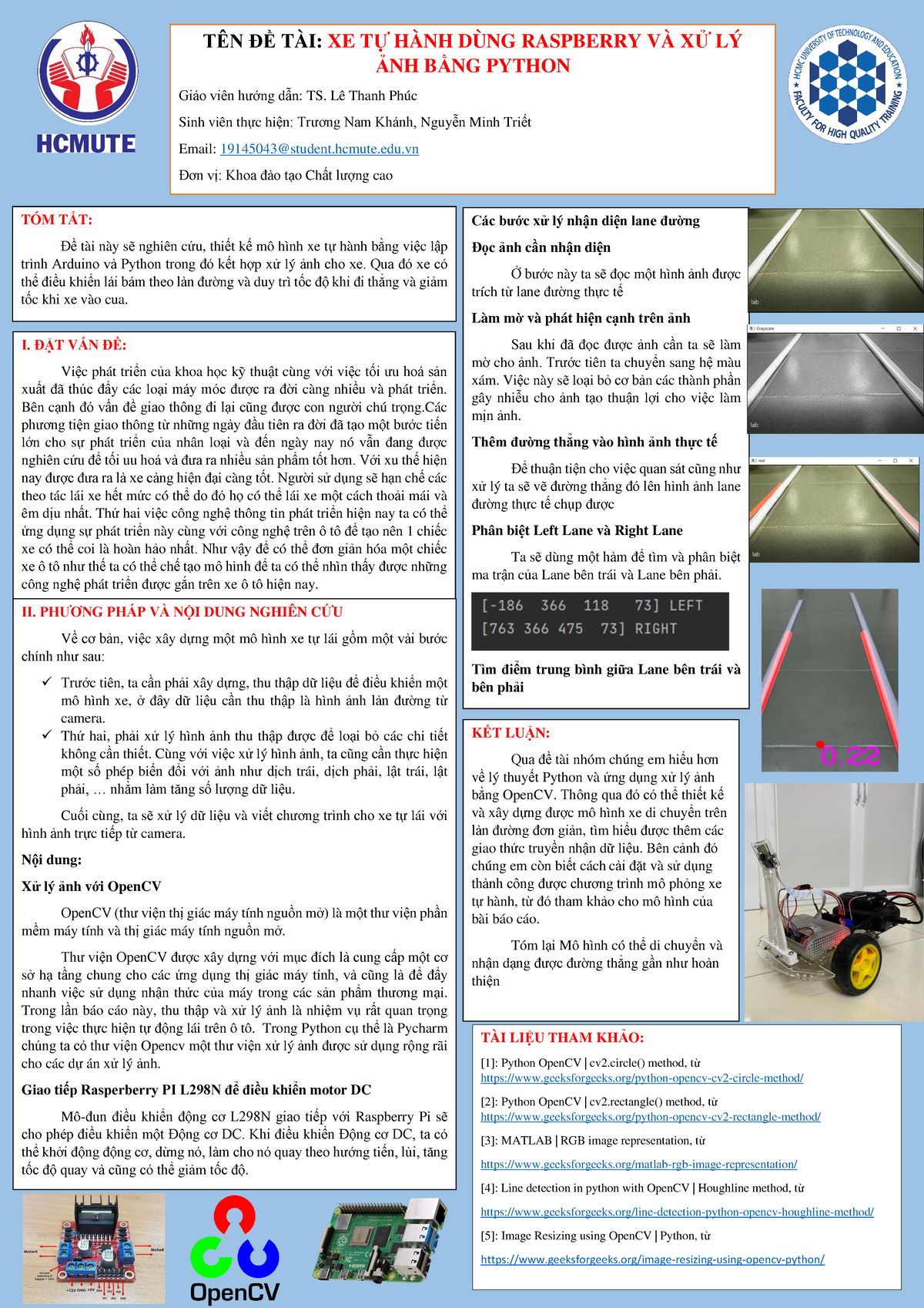 Mô Hình Xe Tự Hành Raspberry Pi & Ảnh Xử Lý Python NCKH - Studocu