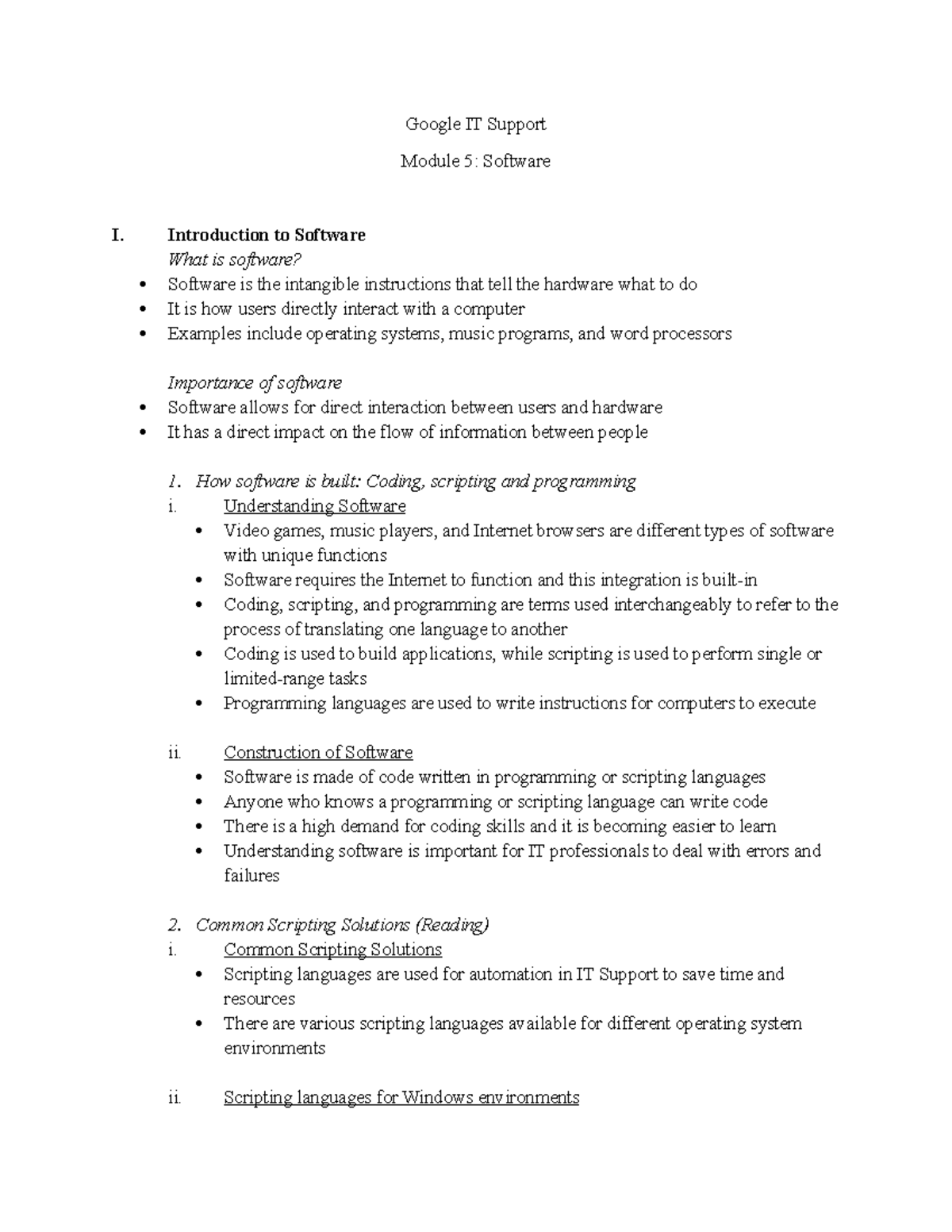 Google IT Support: Module 5 - Managing Software and Versioning ...