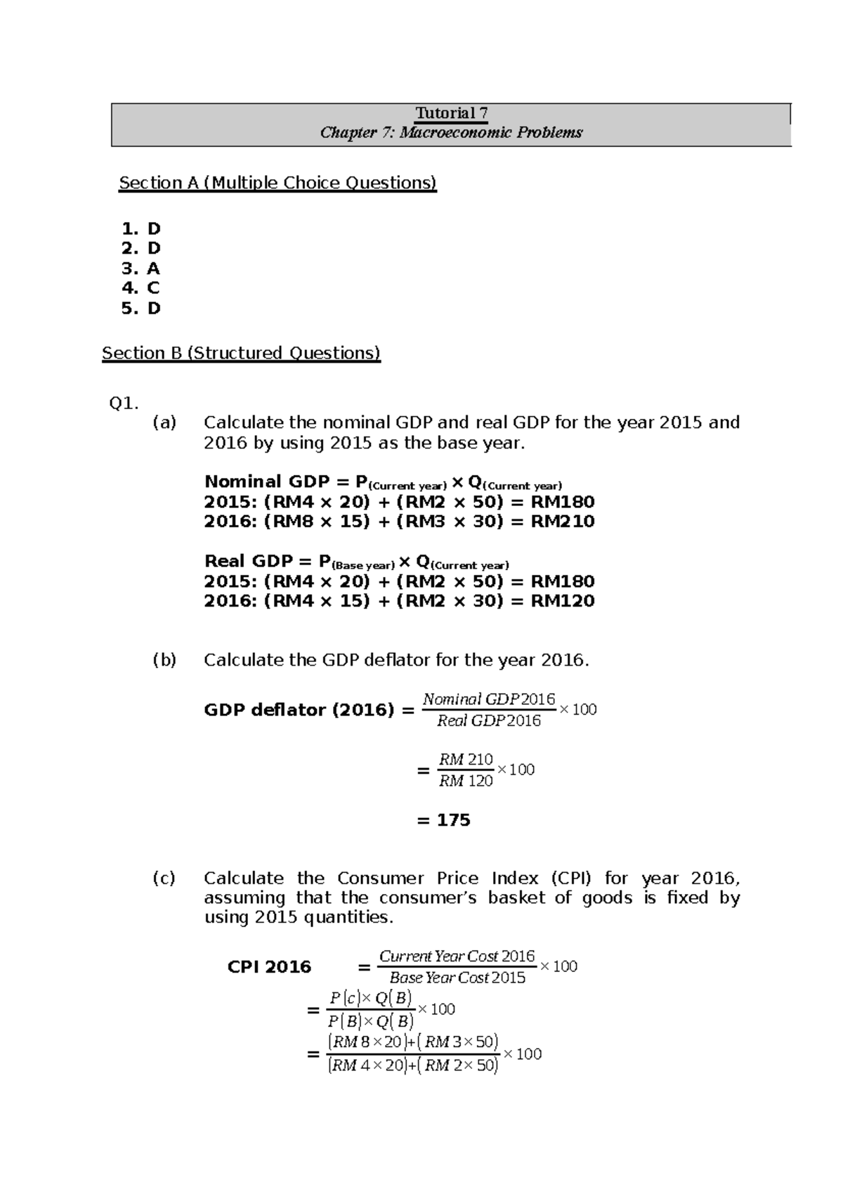 Tutorial 7 with answer - Section A (Multiple Choice Questions) 1. D 2 ...