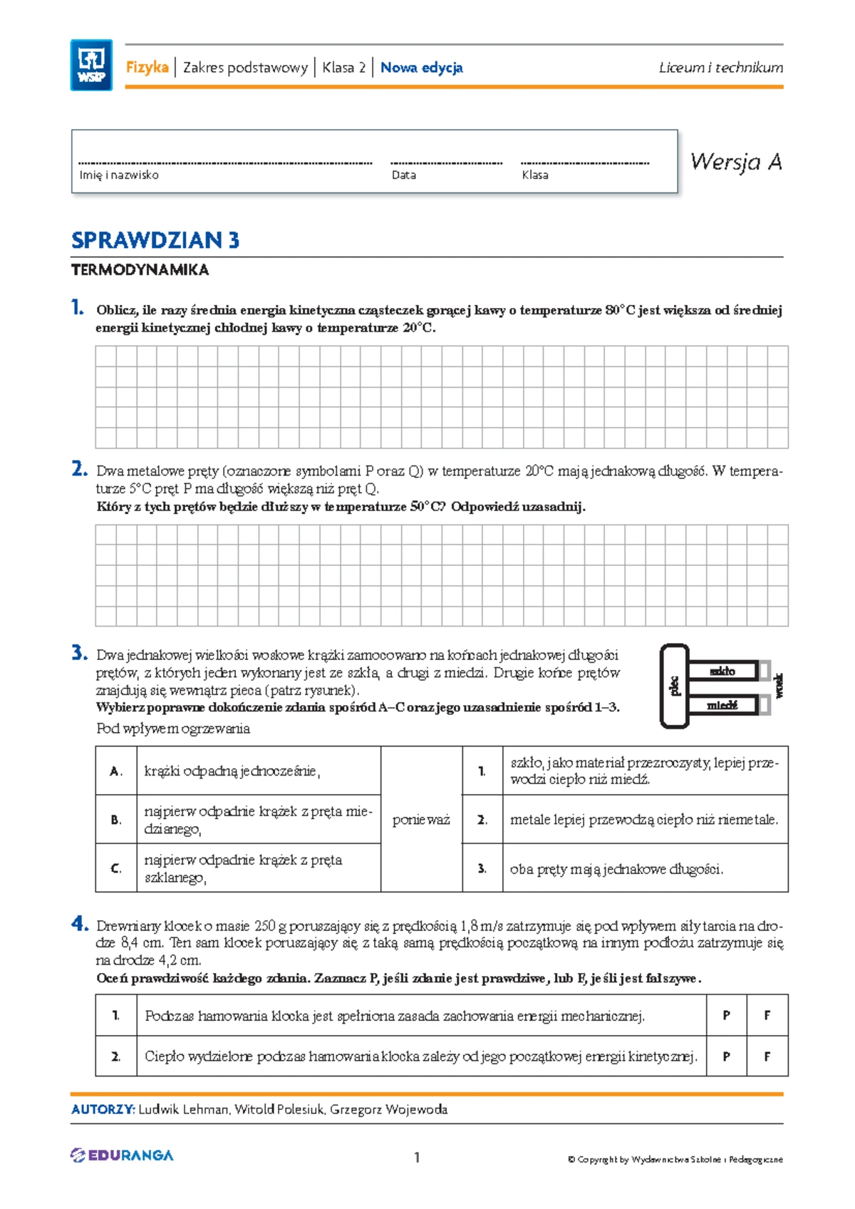 Sprawdzian Z Fizyki Kl 1 Gimnazjum www.studocu.com