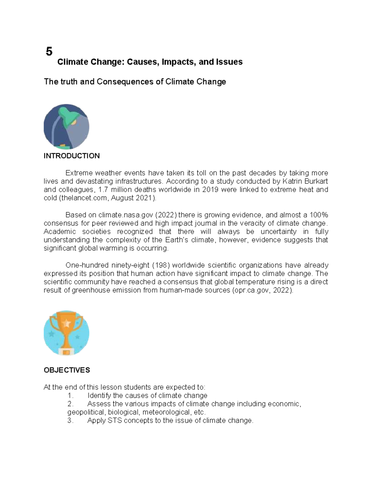 STS Module 5: Climate Change - Causes, Impacts, and Solutions - Studocu