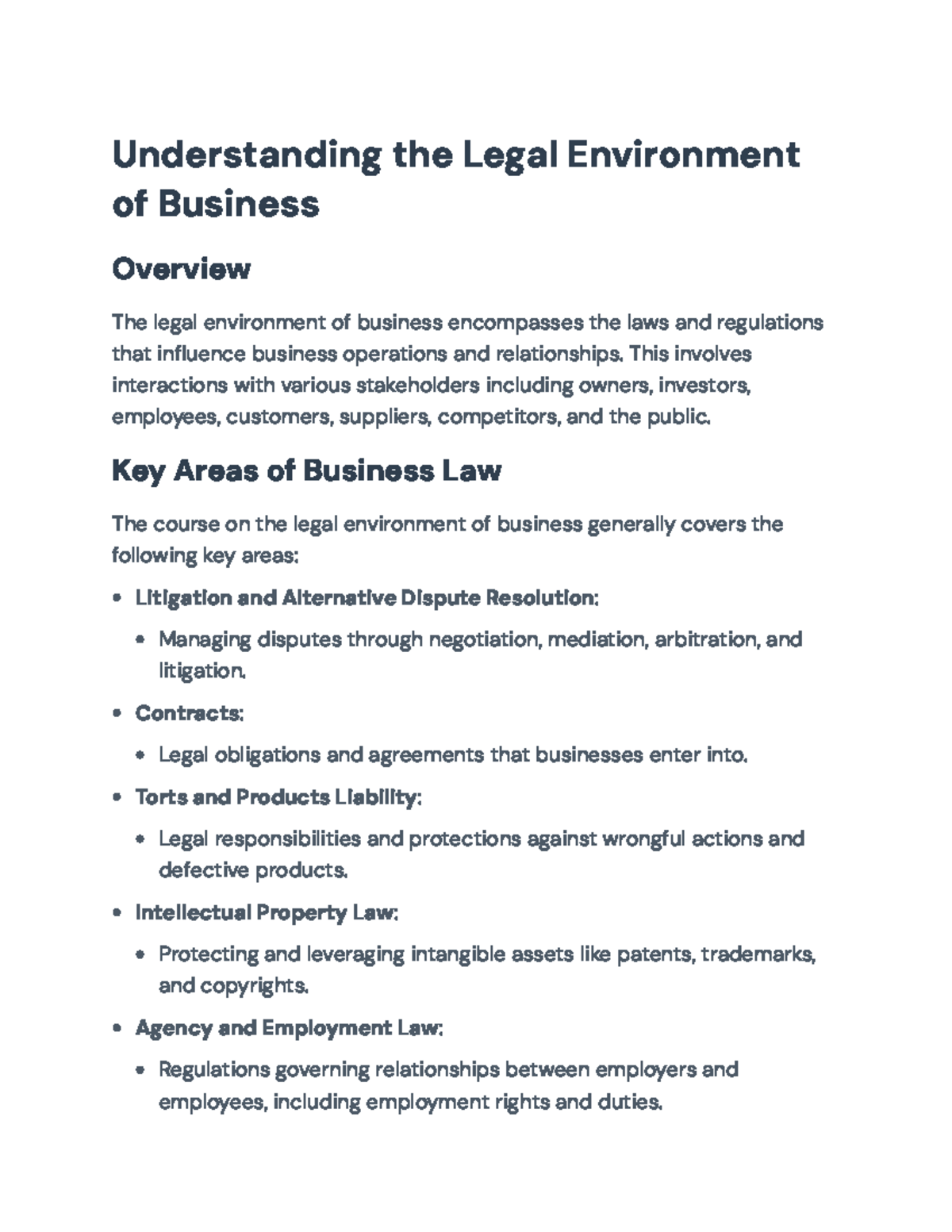 Legal Environment of Business Overview - Key Areas and Importance ...