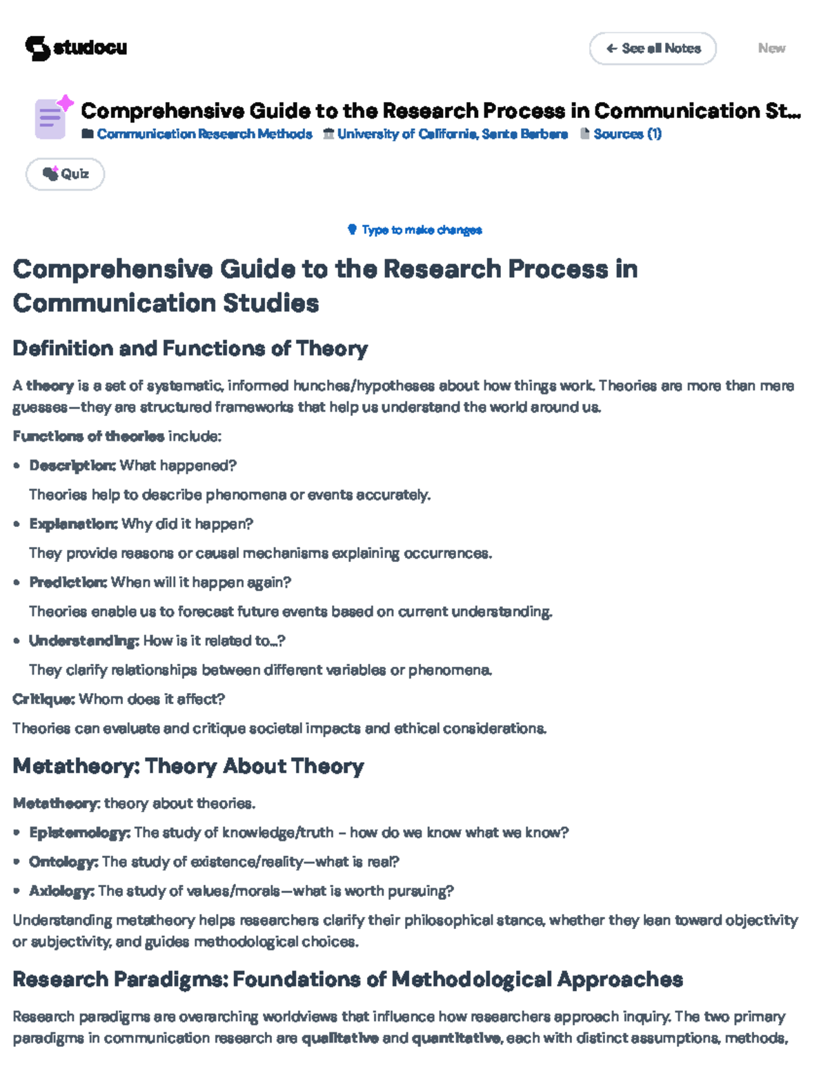 Comm 2: Comprehensive Guide to Research Process in Communication - Studocu