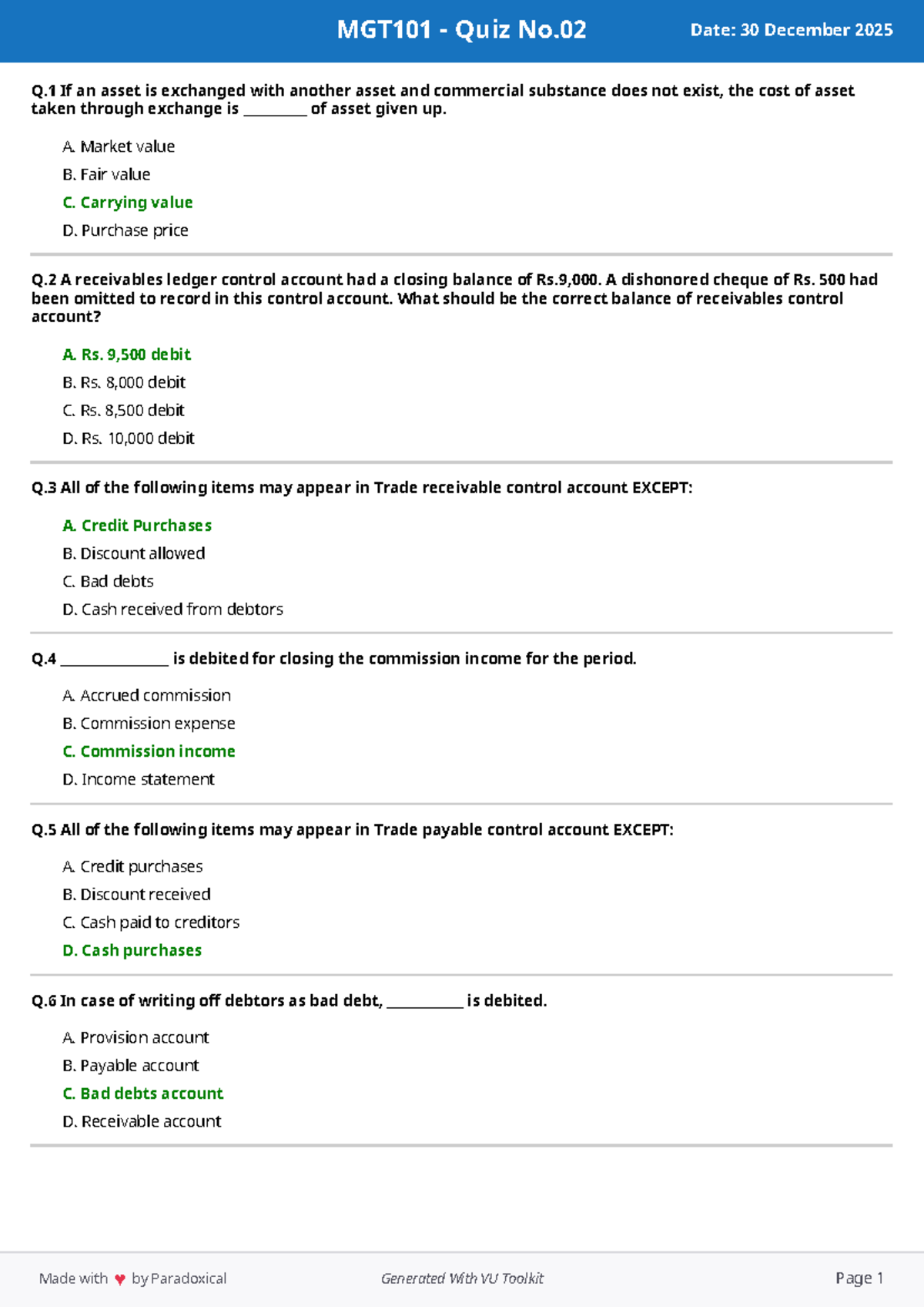 MGT101 Final Exam MCQs 2026 by Ali Khan - Studocu