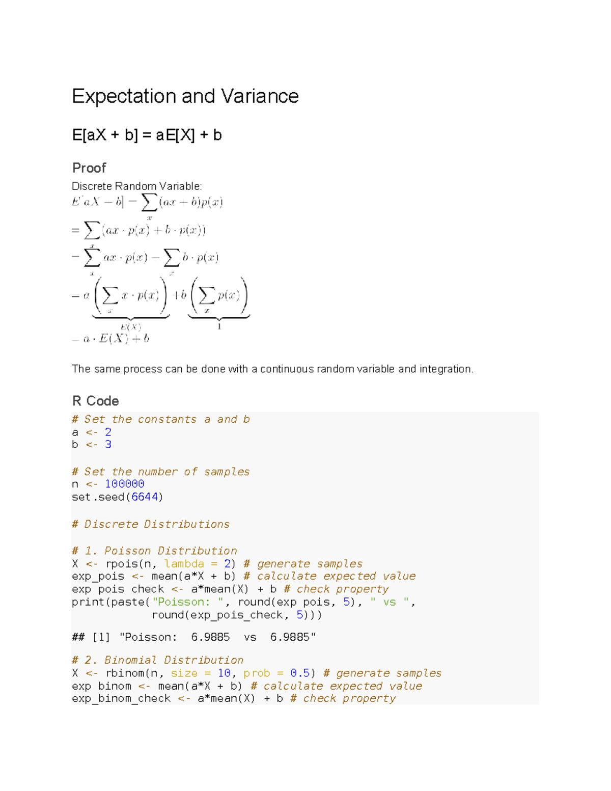 M2 Bootcamp Math: Expectation & Variance of Random Variables - Studocu