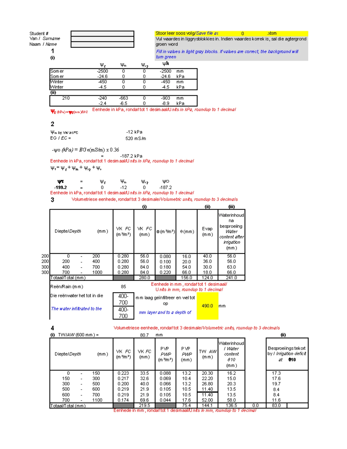 GRO/SS 344 - Tutorial 1 Solutions and Water Content Calculations - Studocu