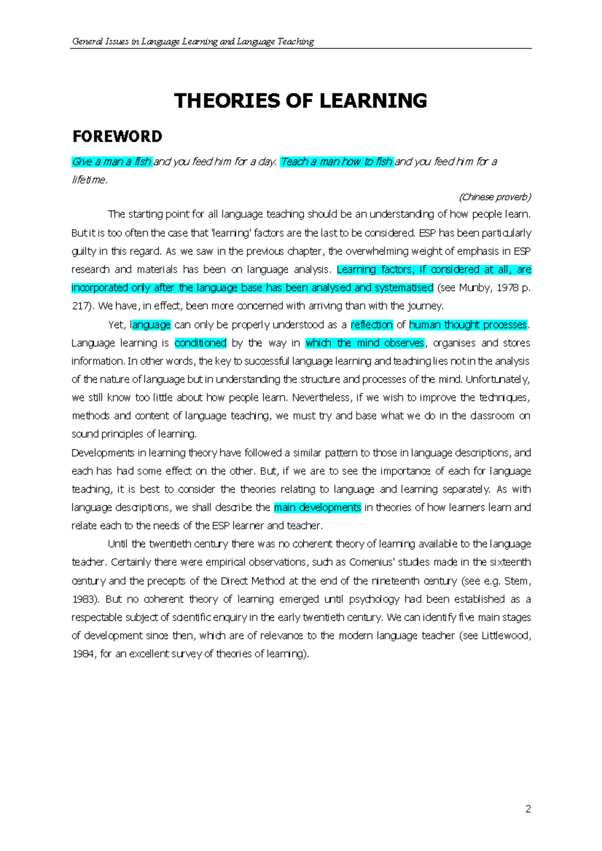 General Issues in Language Learning and Teaching: Theories of Learning ...