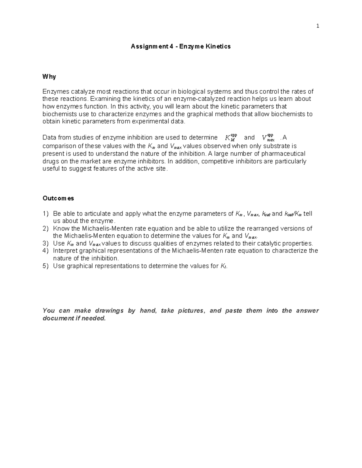 A4 Kinetics for kinetics practice - Assignment 4 - Enzyme Kinetics Why ...