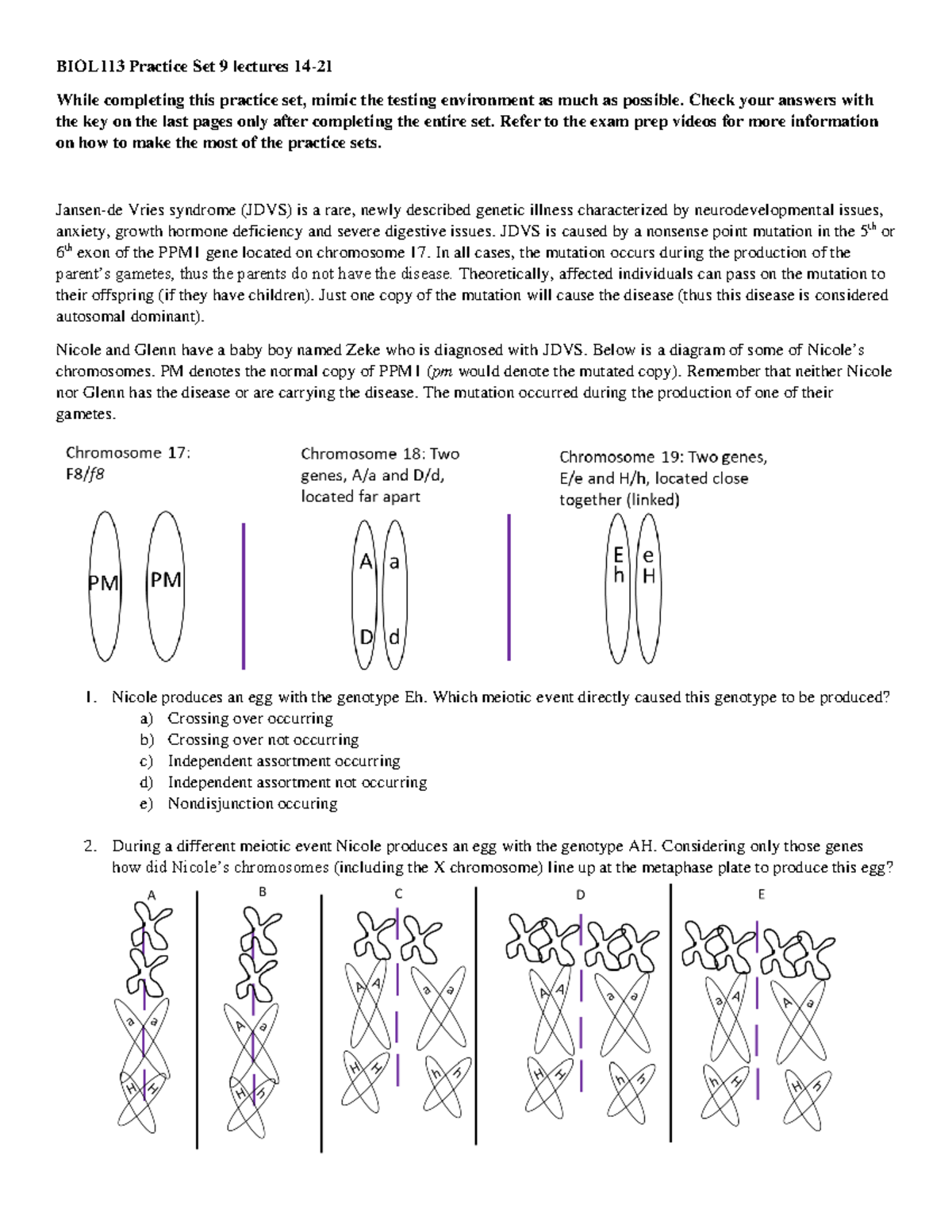 BIOL113 Practice Set 9: Lecture Notes on Genetics (14-21) - Studocu