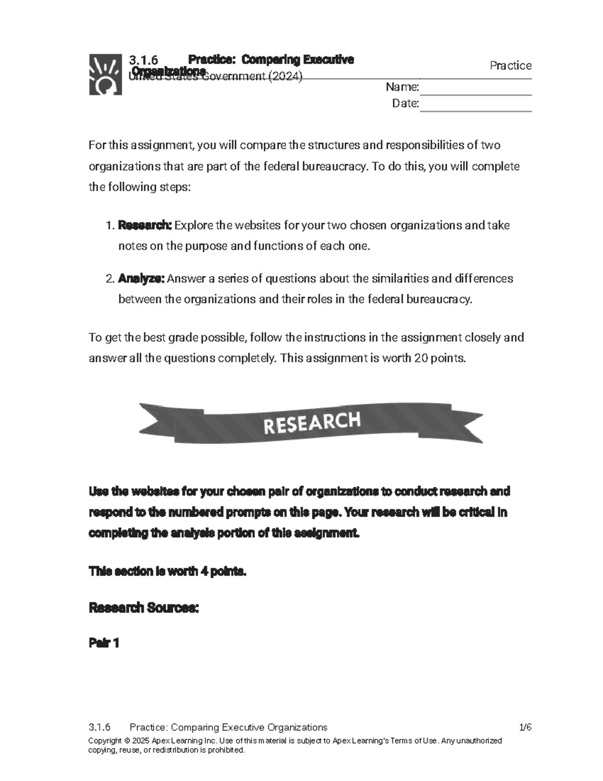 3.1.6 Practice: Comparing Executive Organizations in U.S. Government ...