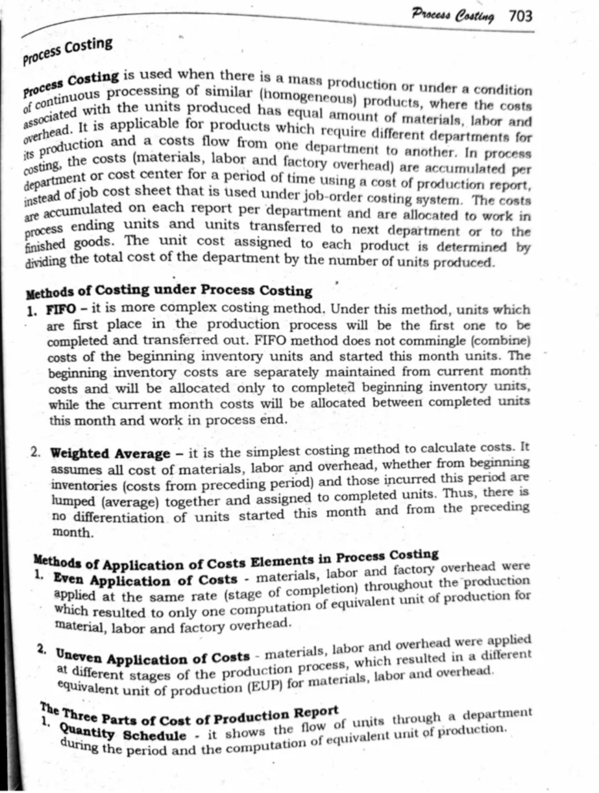 Process Costing Brief Lecture Process Costing 703 Process Costing