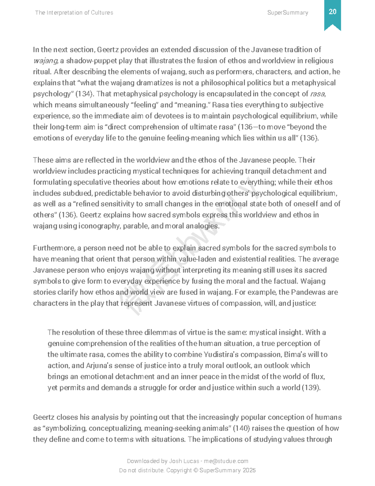 The interpretation of cultures super summary study guide 21 in the