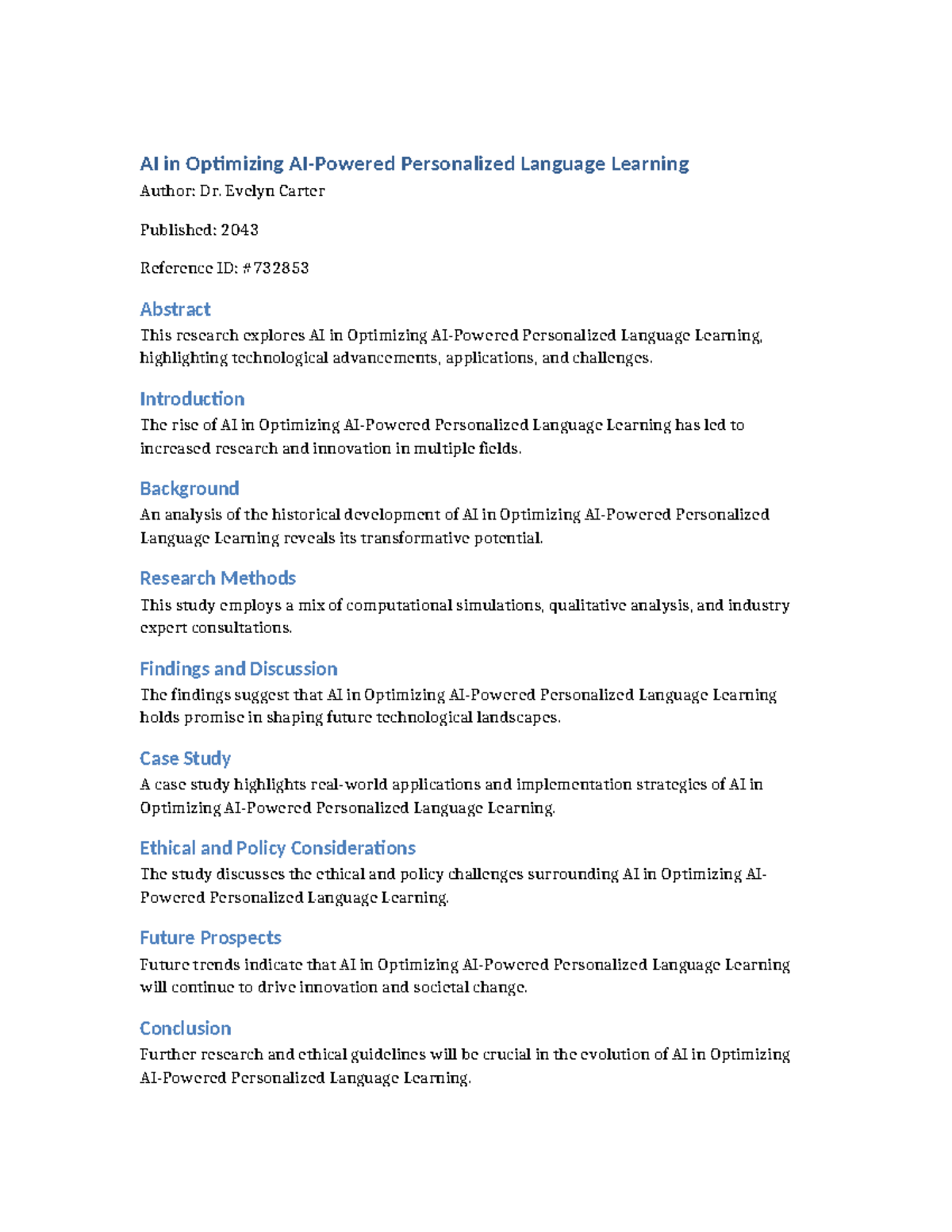AI in Optimizing AI-Powered Personalized Language Learning (EDU-2043 ...