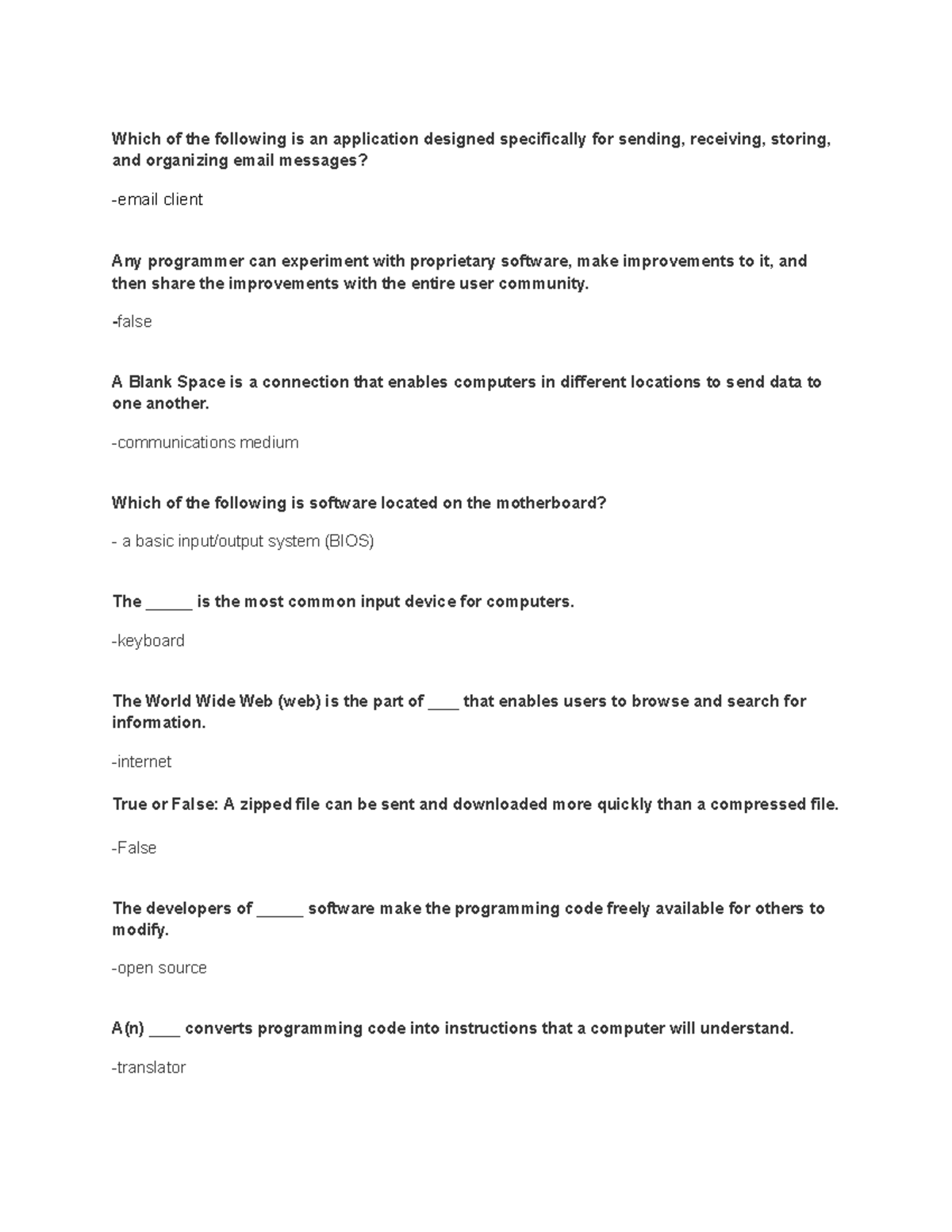 IT 104 Midterm Practice Questions & Study Guide - Studocu