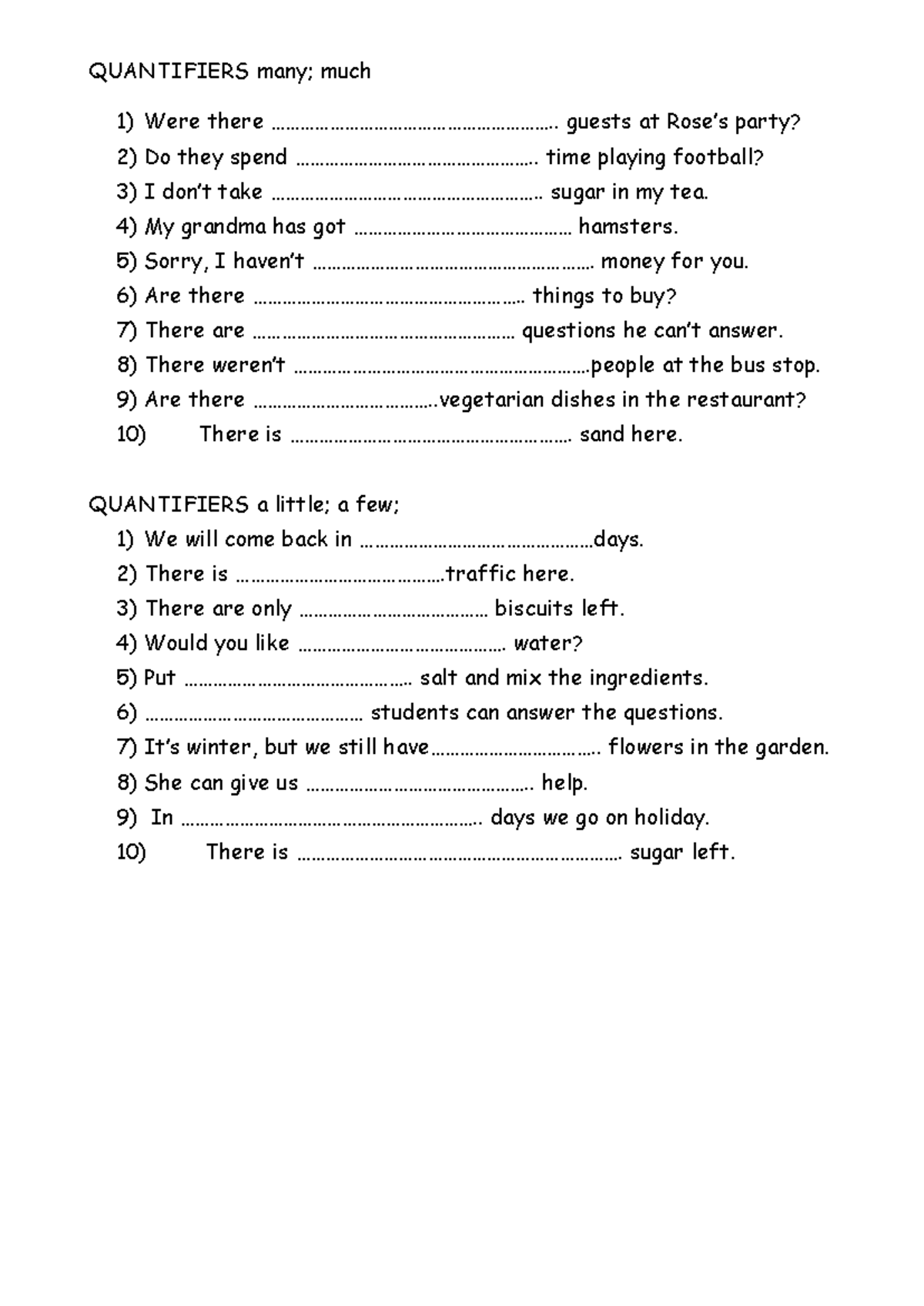 quantifiers-a-lot-of-many-much-a-little-a-few - QUANTIFIERS many; much ...