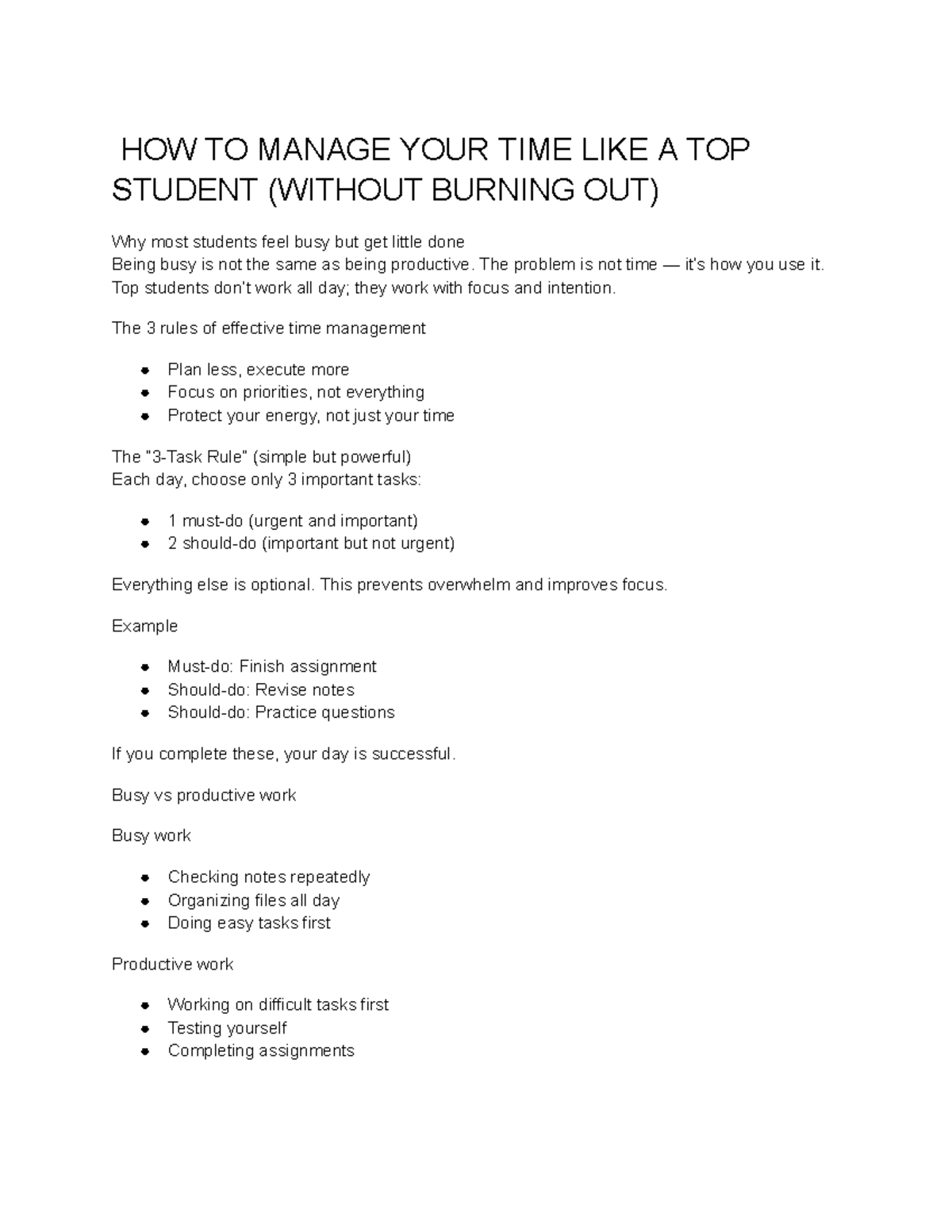 Effective Time Management Strategies for Students: Doc 3 Study Tips ...