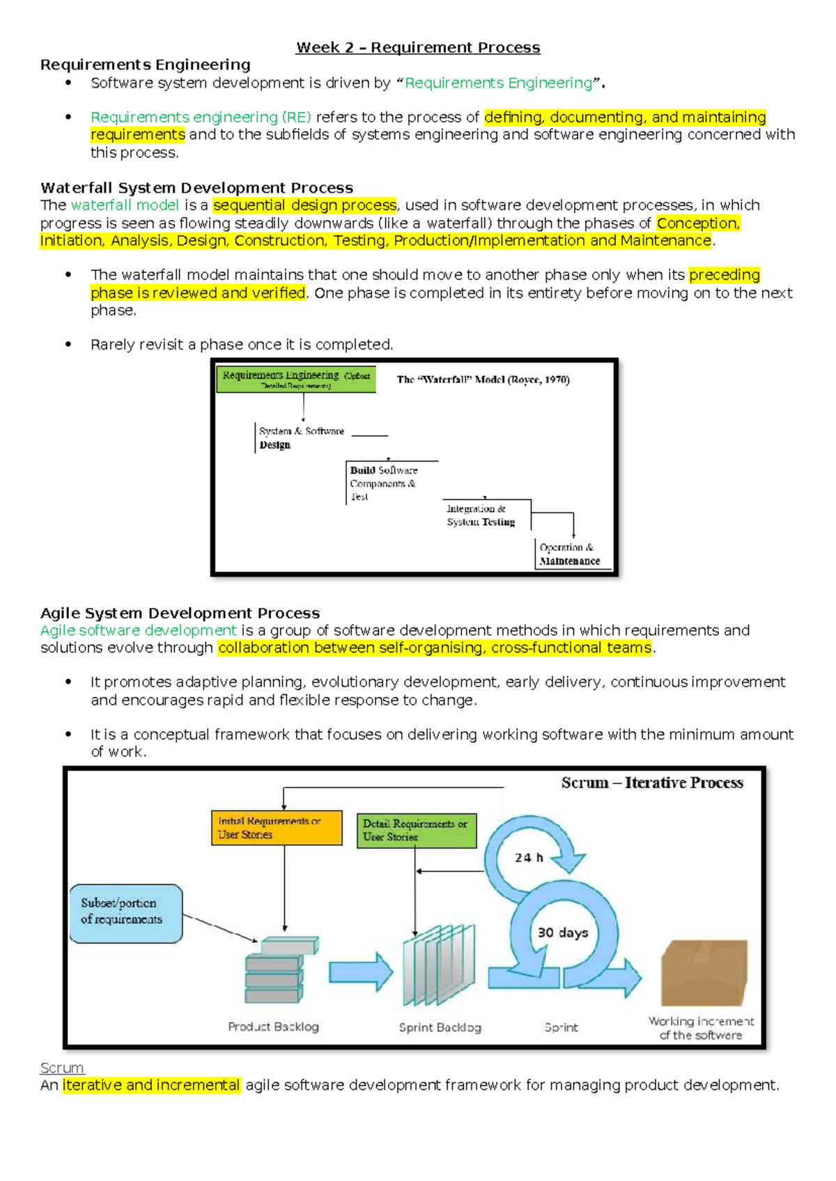 Week 2 - Requirements Process in Software Development - Studocu