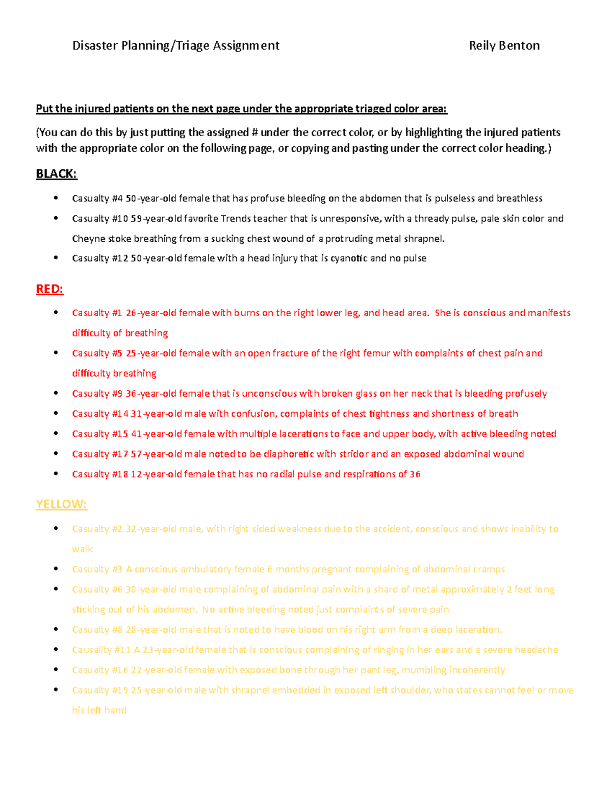 Disaster Triage Assignment (Course Code: DPTA-101) - Studocu