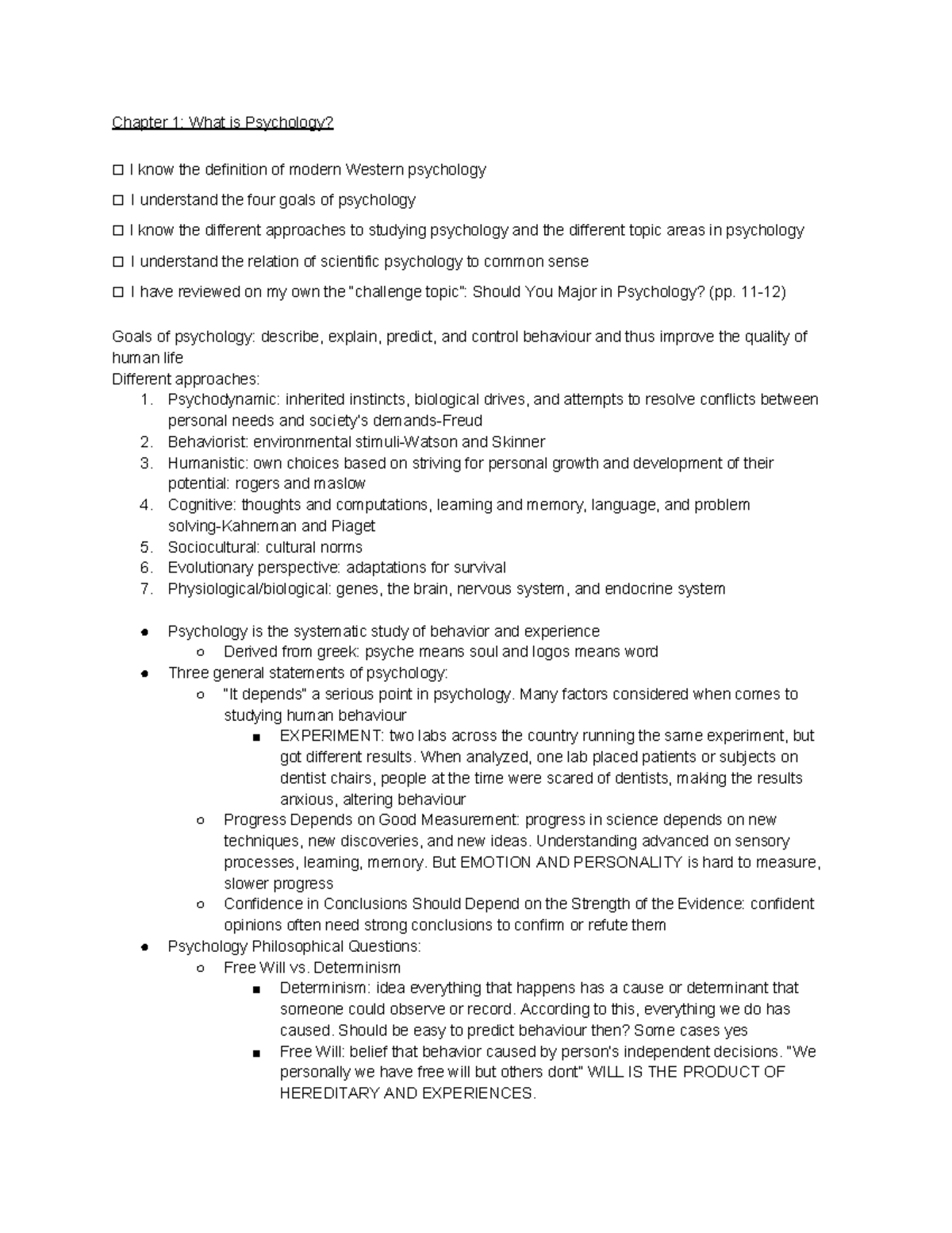 PSY 103 Chapter 1 - Key Concepts and Lecture Notes Overview - Studocu