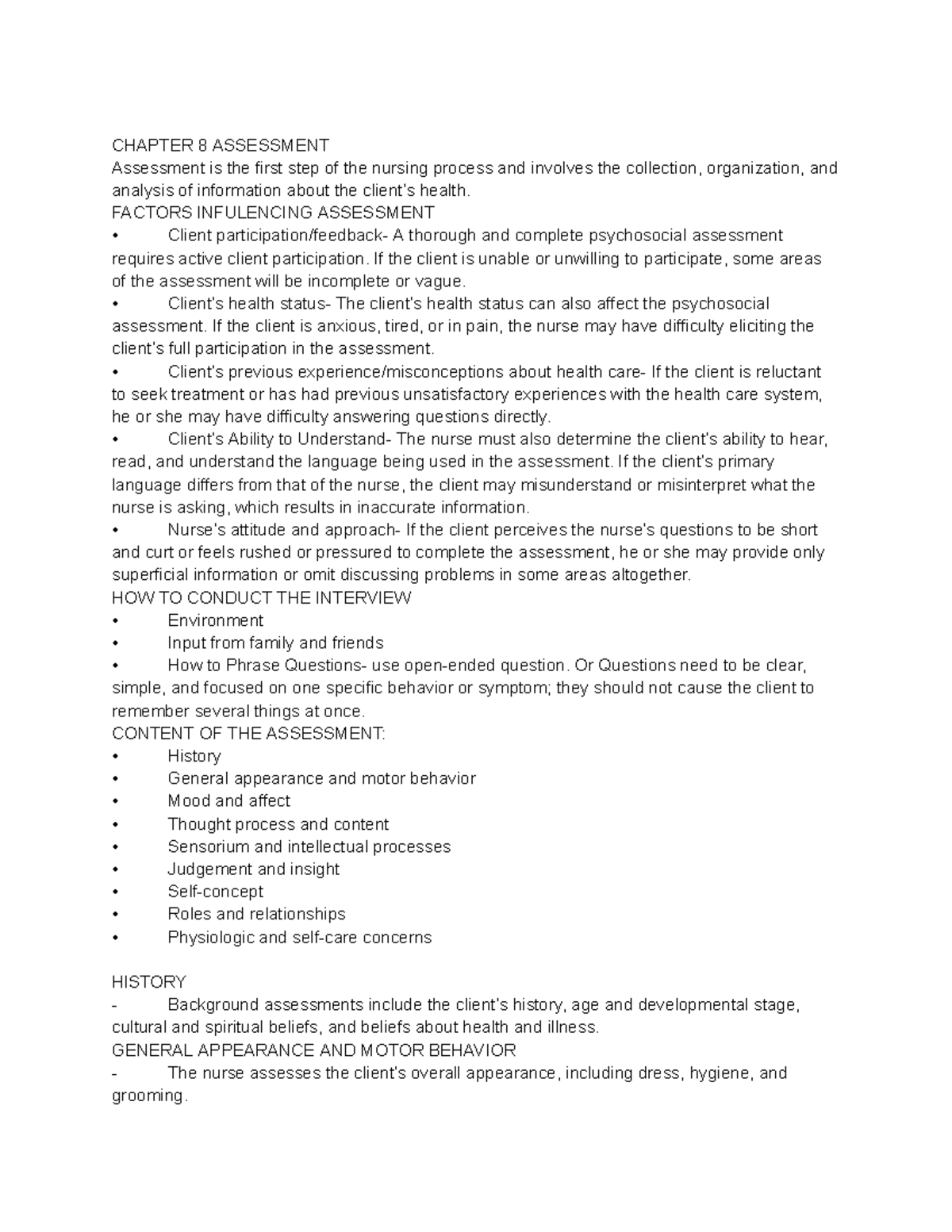 Psychiatric midterm review: Key concepts and assessment techniques ...