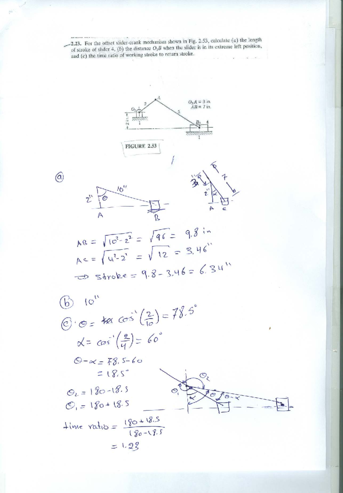 HW 1.2 Solution: Offset Mechanism Calculations and Analysis - Studocu