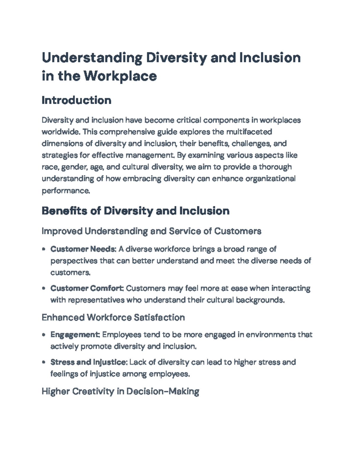 Understanding Diversity & Inclusion in the Workplace: A Comprehensive ...