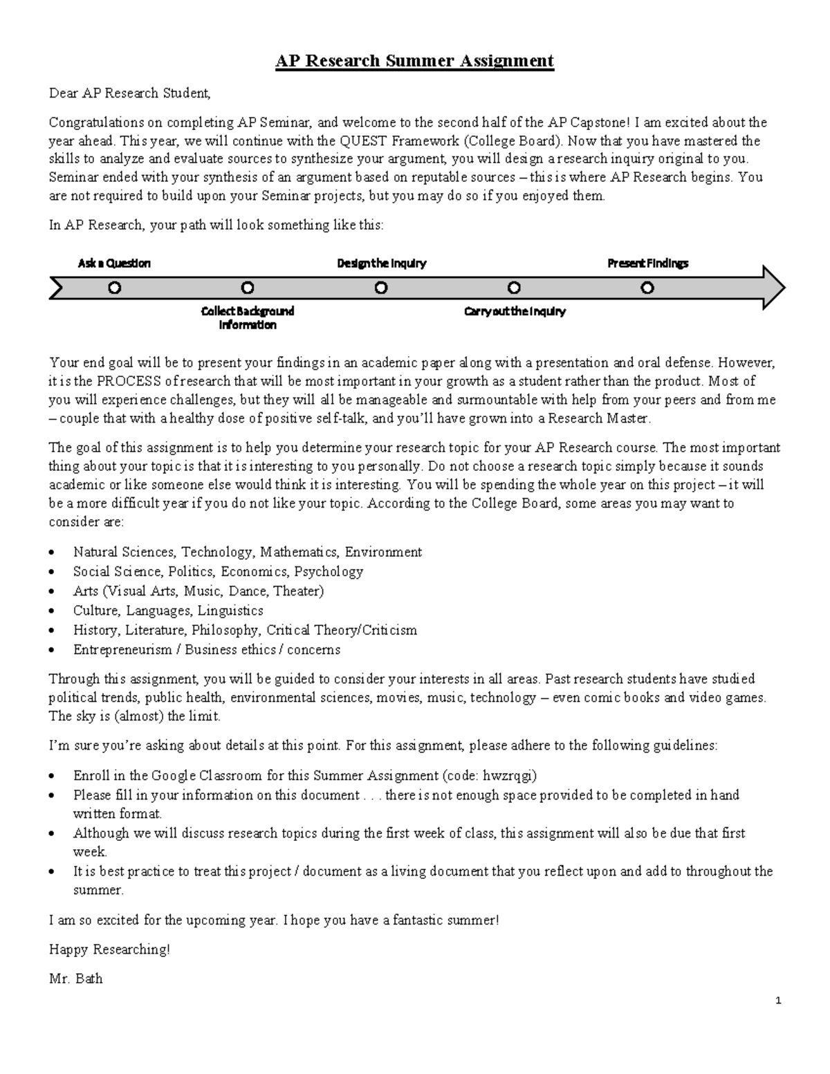 AP Research Summer Assignment Guide 2021 (Course Code AH) - Studocu