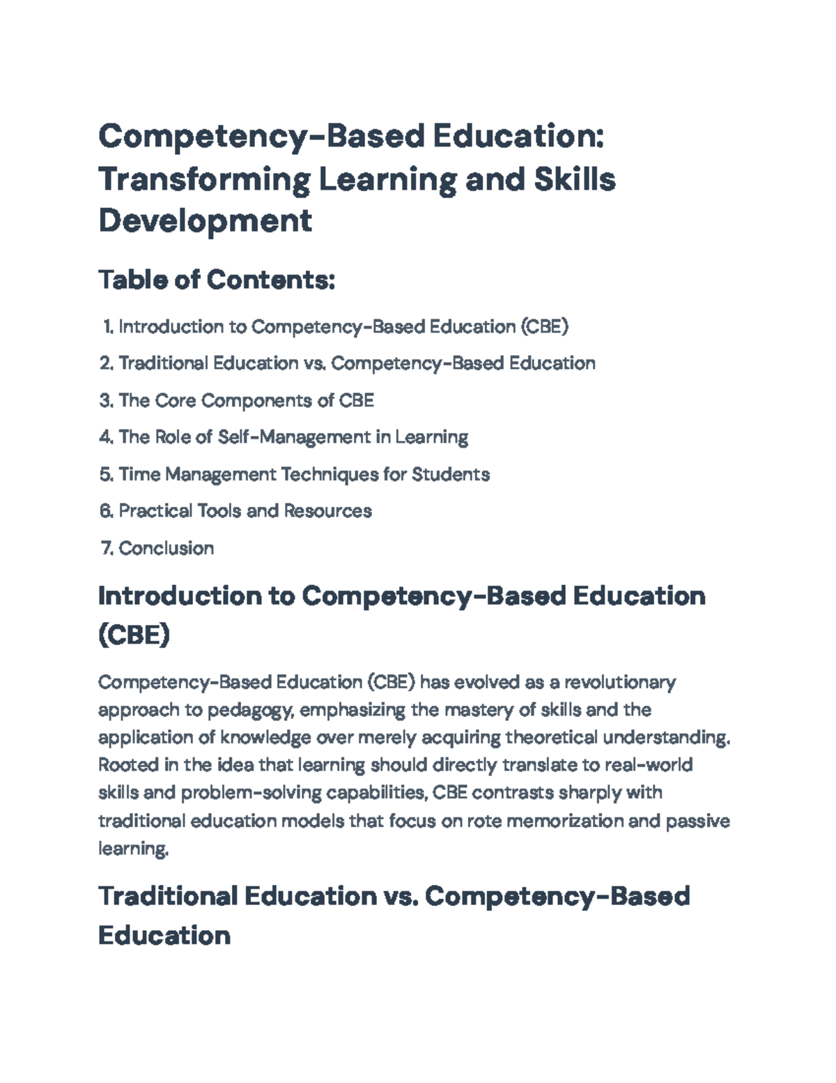 Competency-Based Education (CBE): A Comprehensive Overview and ...