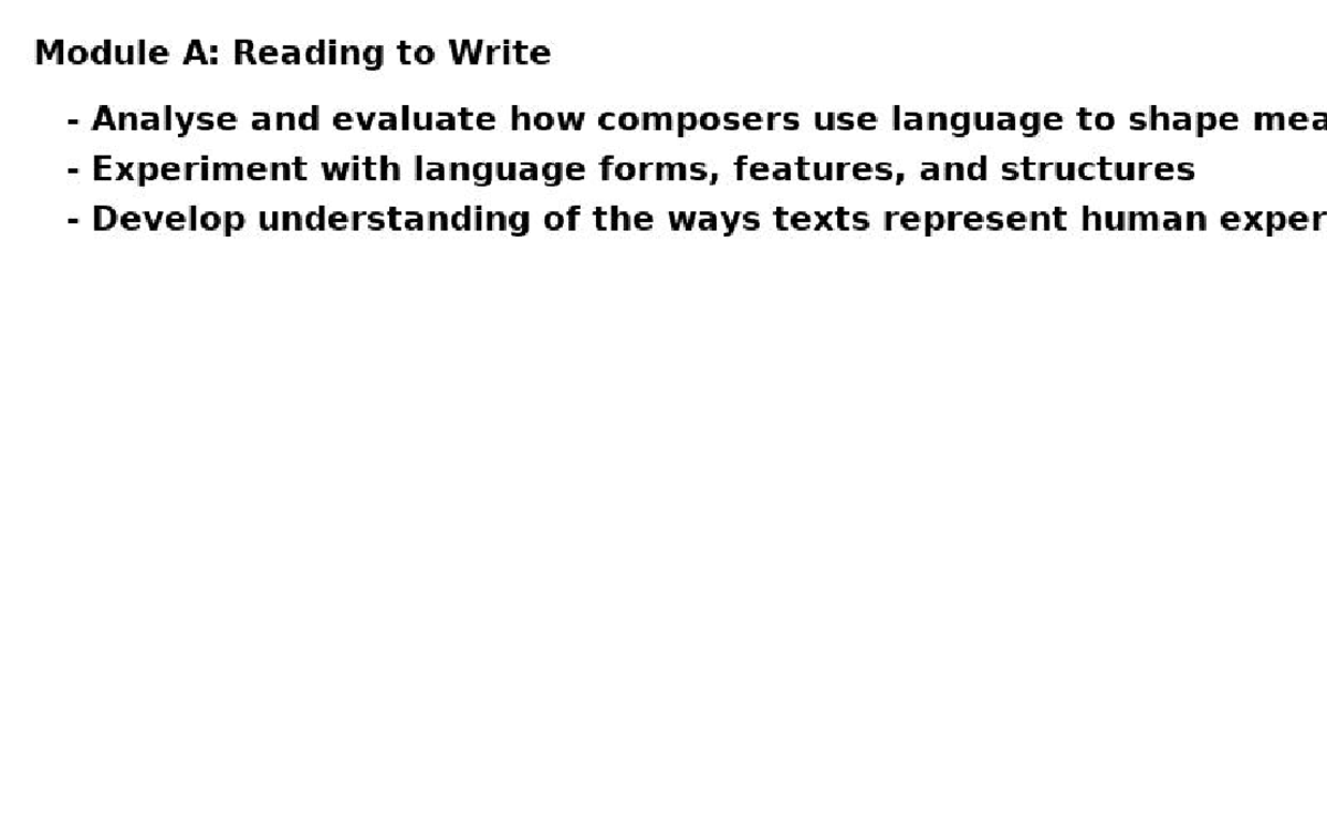 Year 11 English Rubrics Flashcards: Modules A, B & Common Module - Studocu