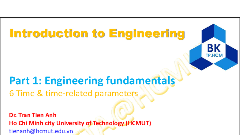 ENG101: Introduction to Engineering - Time Parameters Overview - Studocu