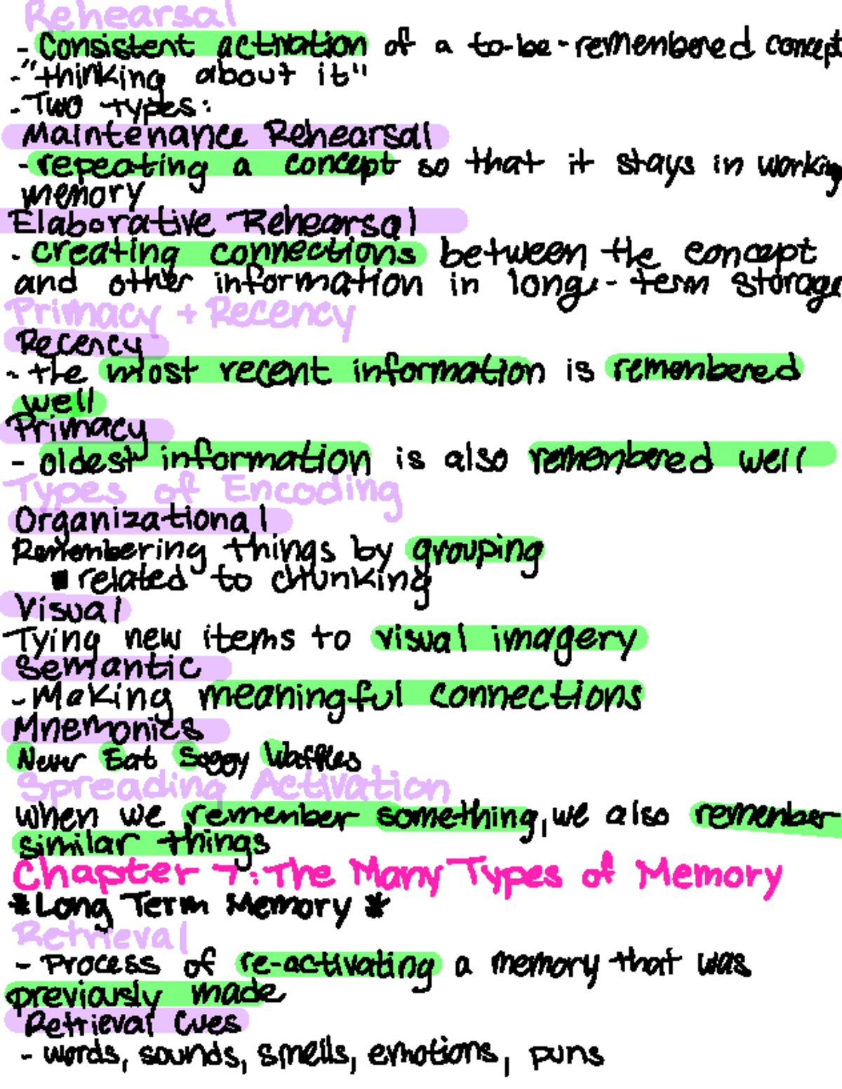 Chapter 7: Types of Memory & Encoding Strategies (Psych 101) - Studocu
