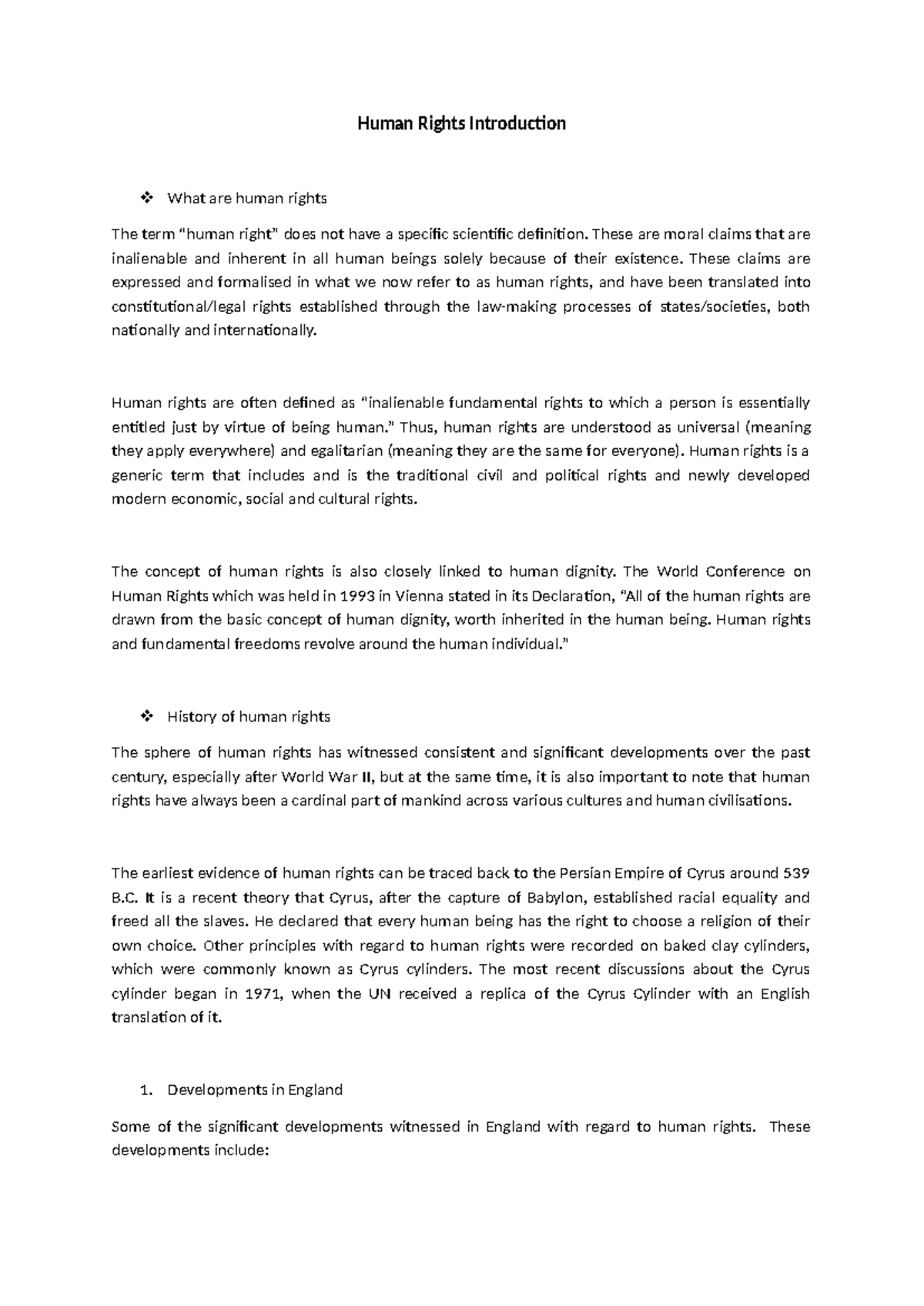 Introduction to Human Rights: History and Development Overview - Studocu