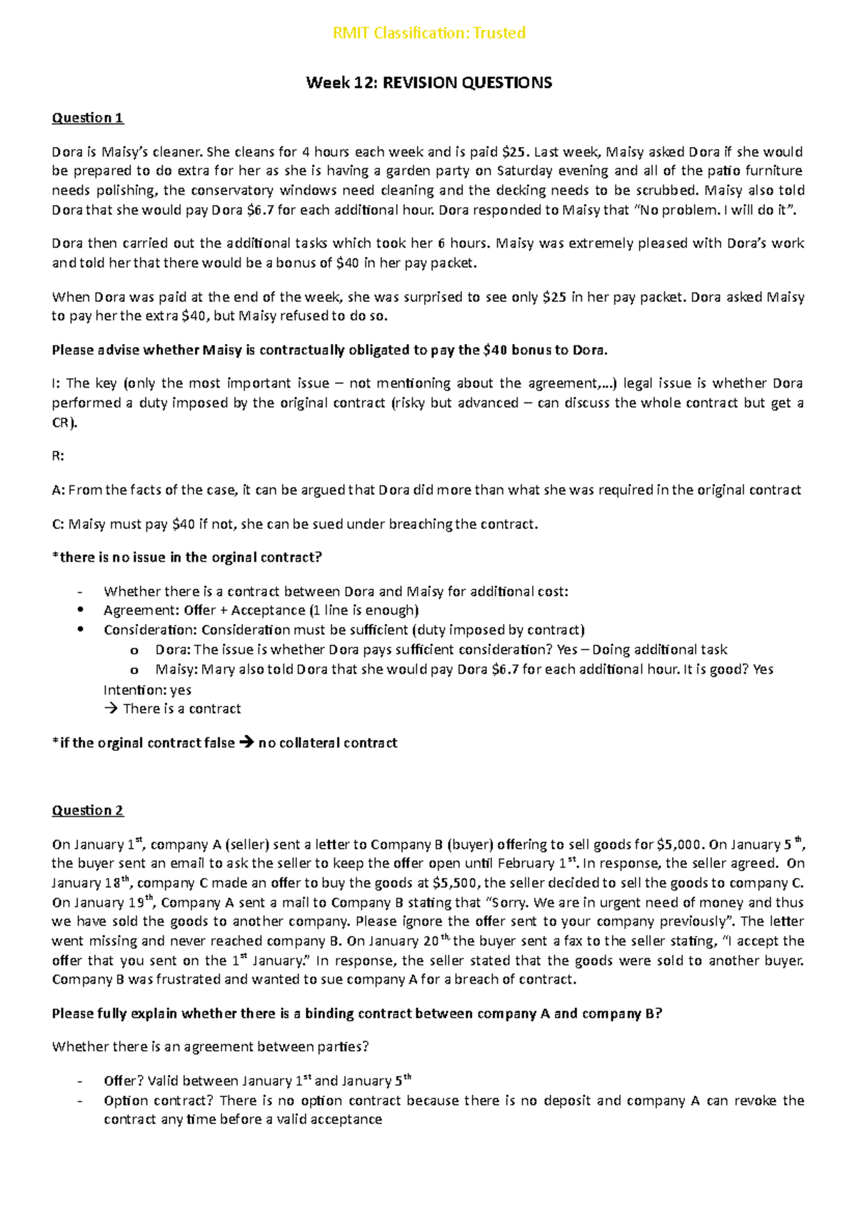 Week 12 Revision Questions - 2021 [Official Version] - Week 12 ...