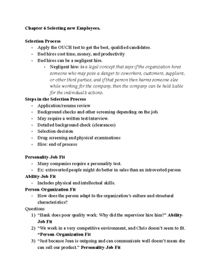 Human Resource Management Lecture Notes Chapter 2 and 3 - Strategy ...