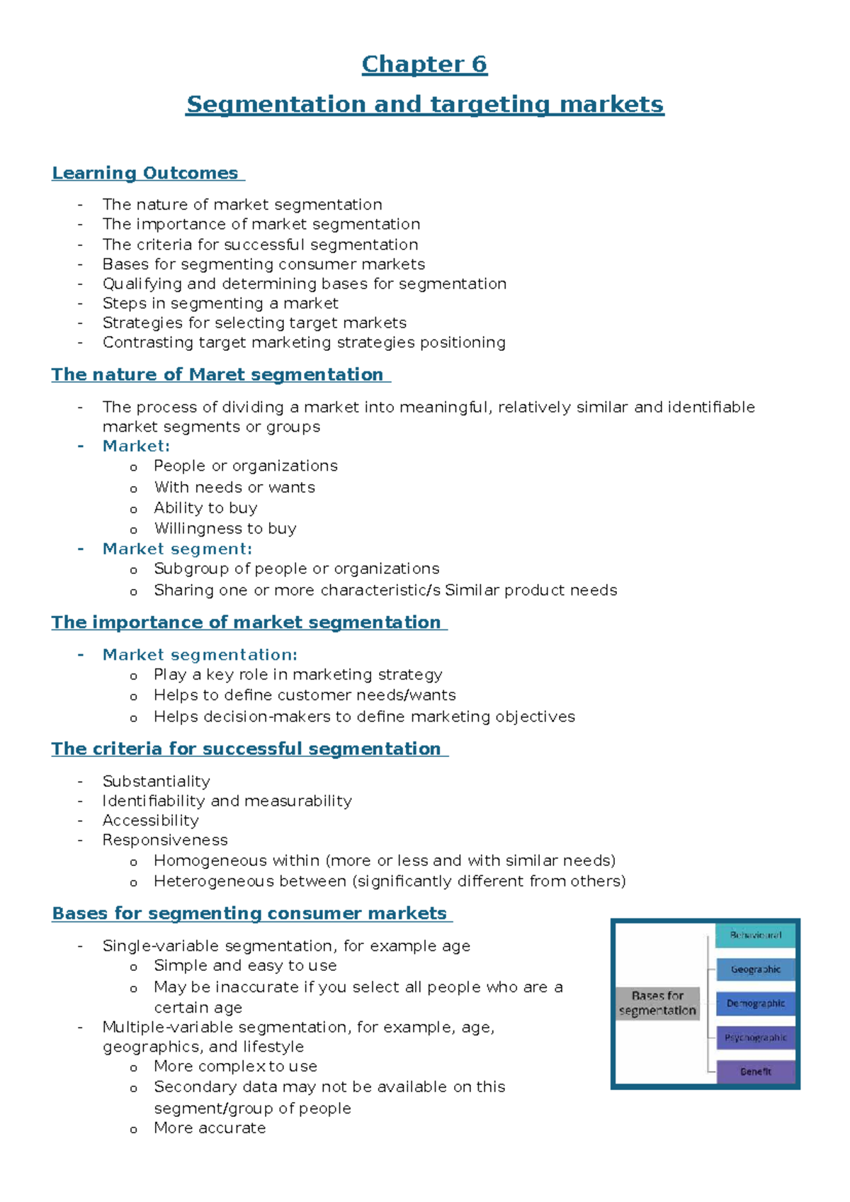 Chapter 6: Segmentation and targeting markets in marketing strategy ...