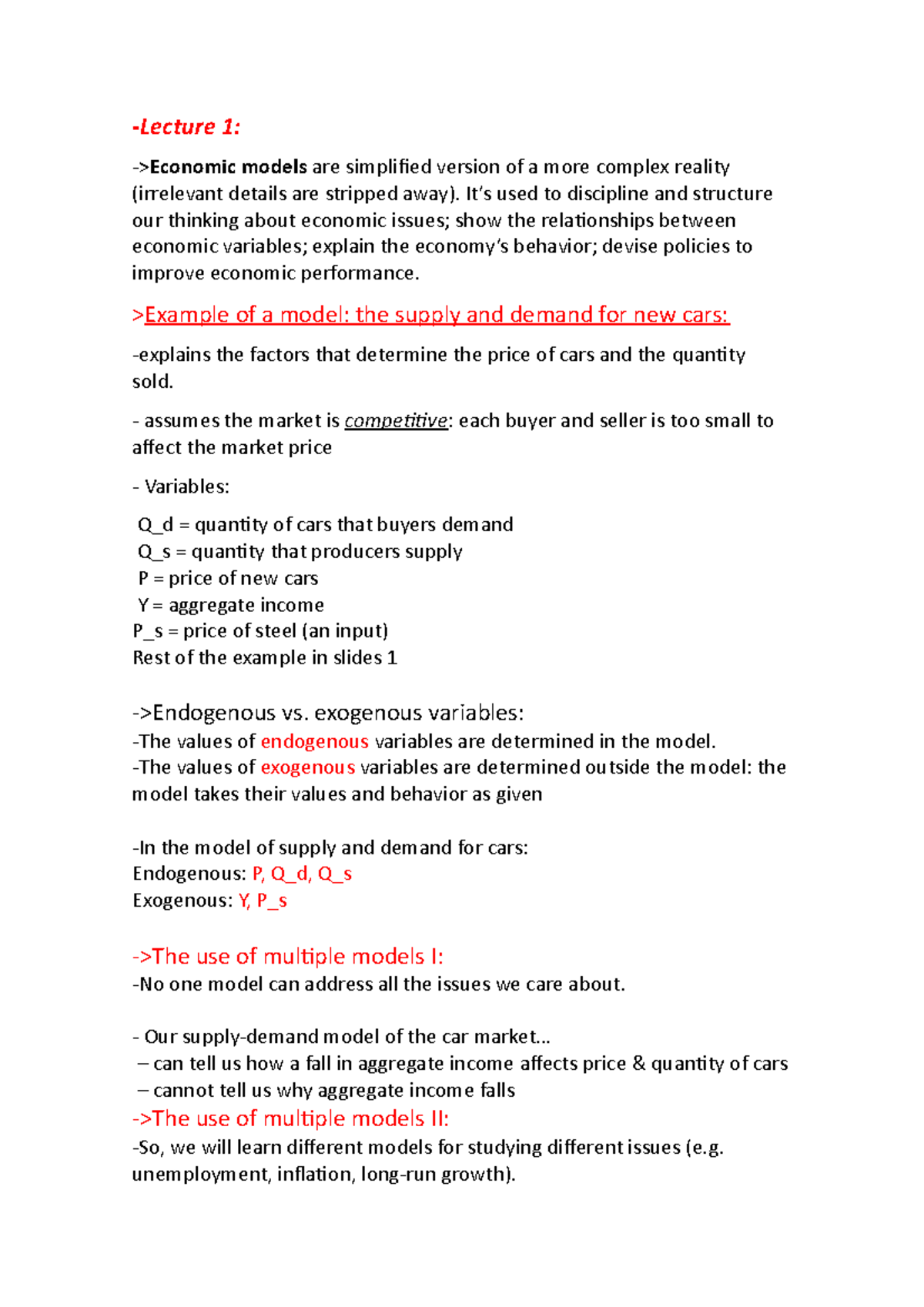 Macro Economics Notes: Key Concepts and Models (ECO 101 Lecture) - Studocu