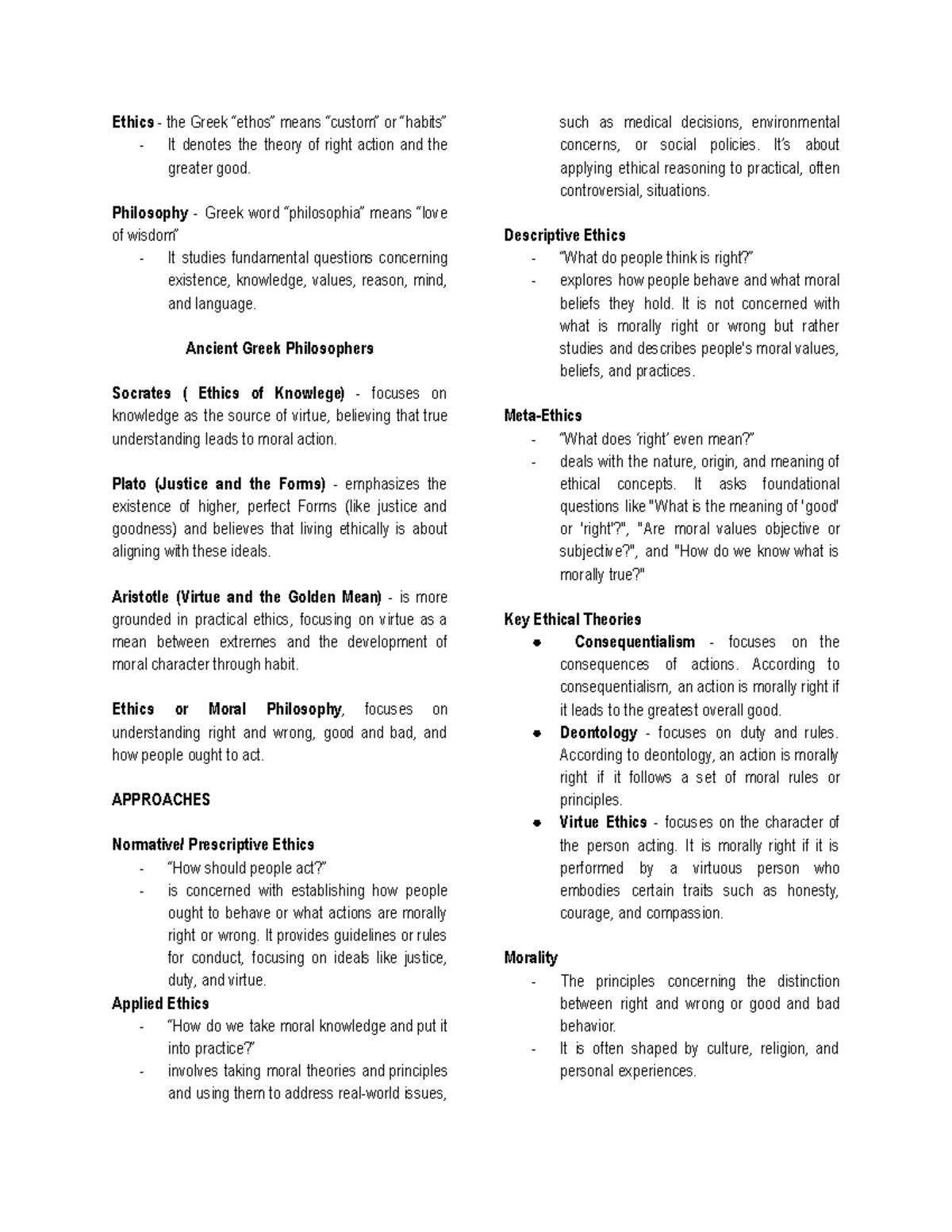 Ethics reviewer - Ethics - the Greek “ethos” means “custom” or “habits ...