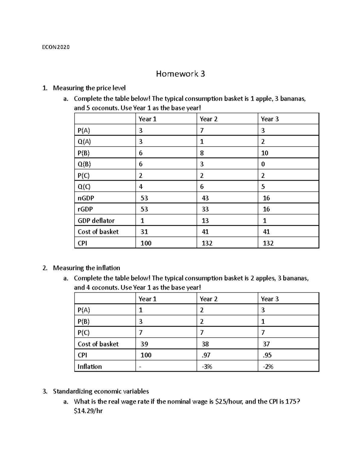 ECON 2024 - Homework 3: Measuring Price Level & Inflation Analysis ...