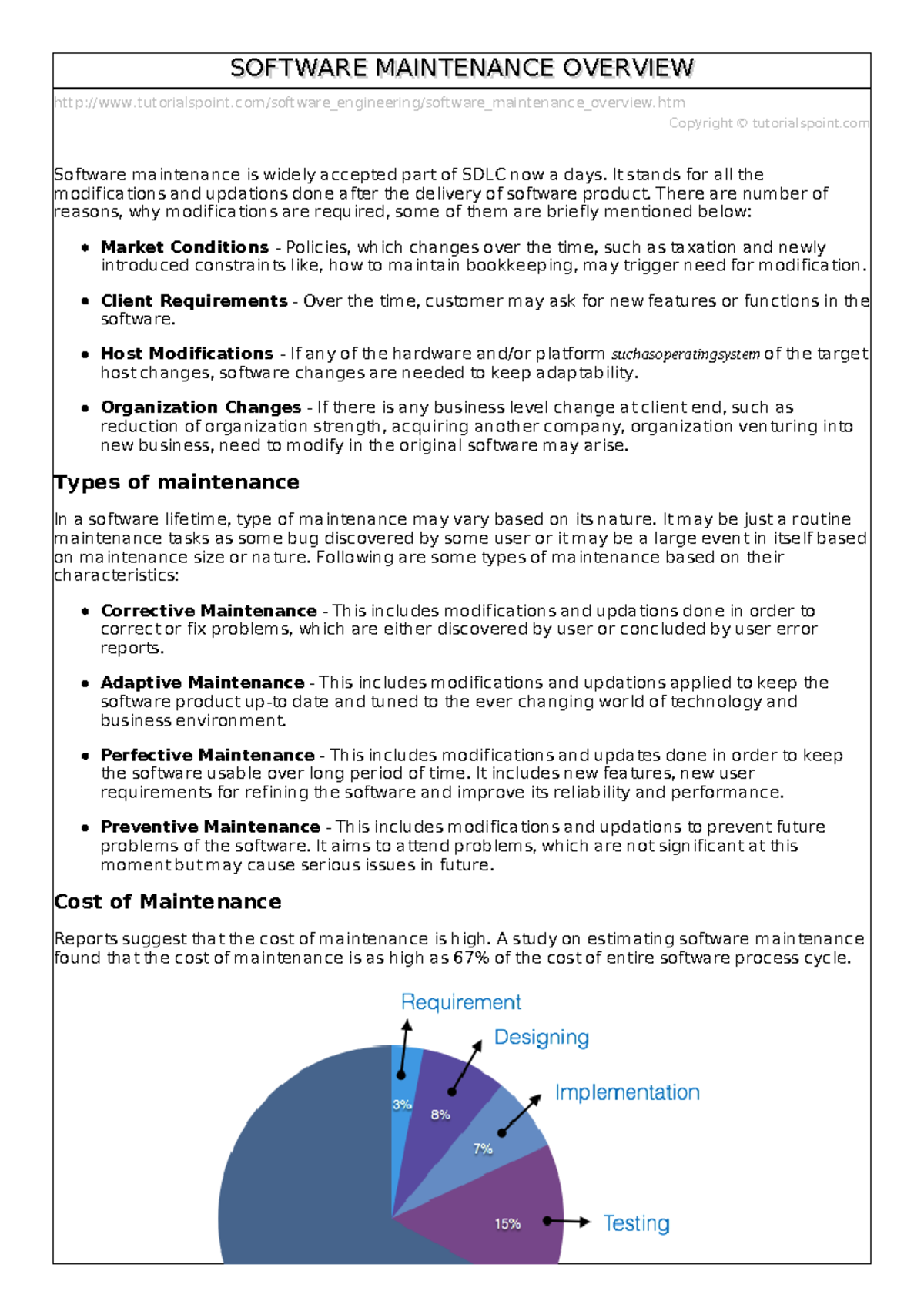 Software maintenance overview - - Studocu