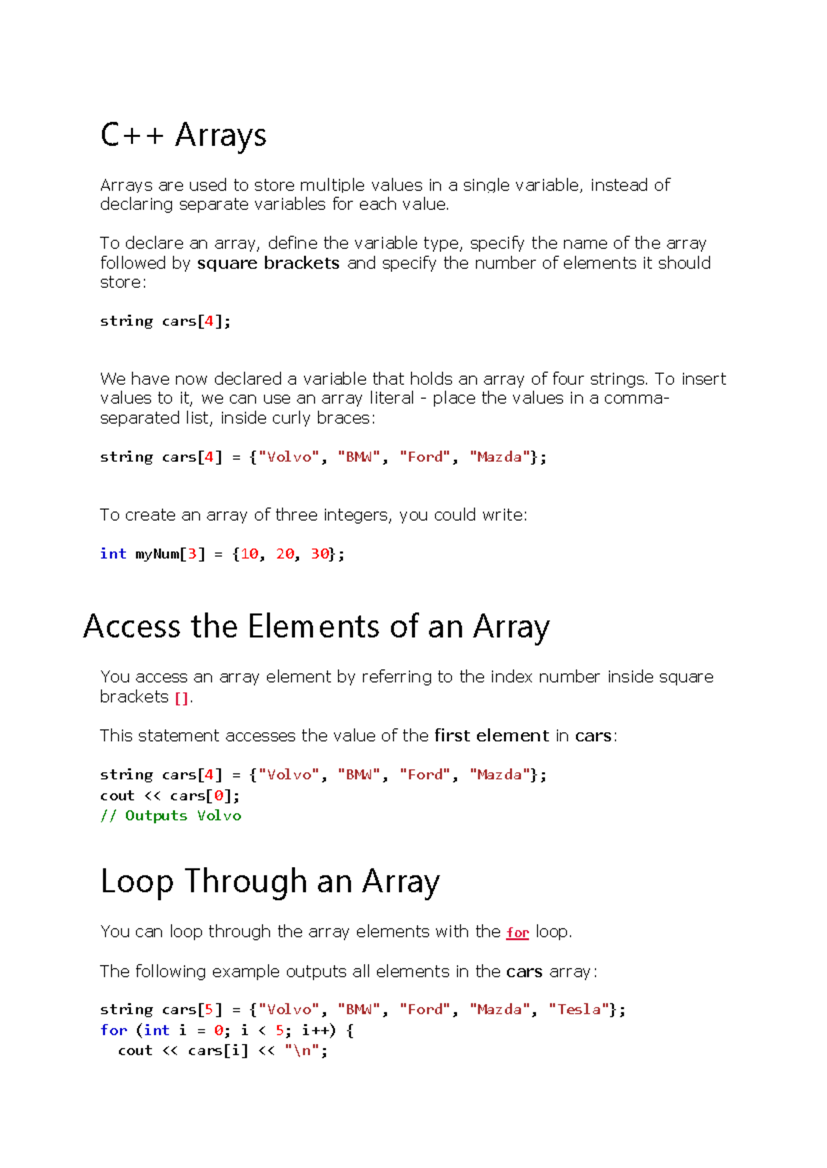 Arrays-10 - this helps with the basic foundation of the module - C++ ...