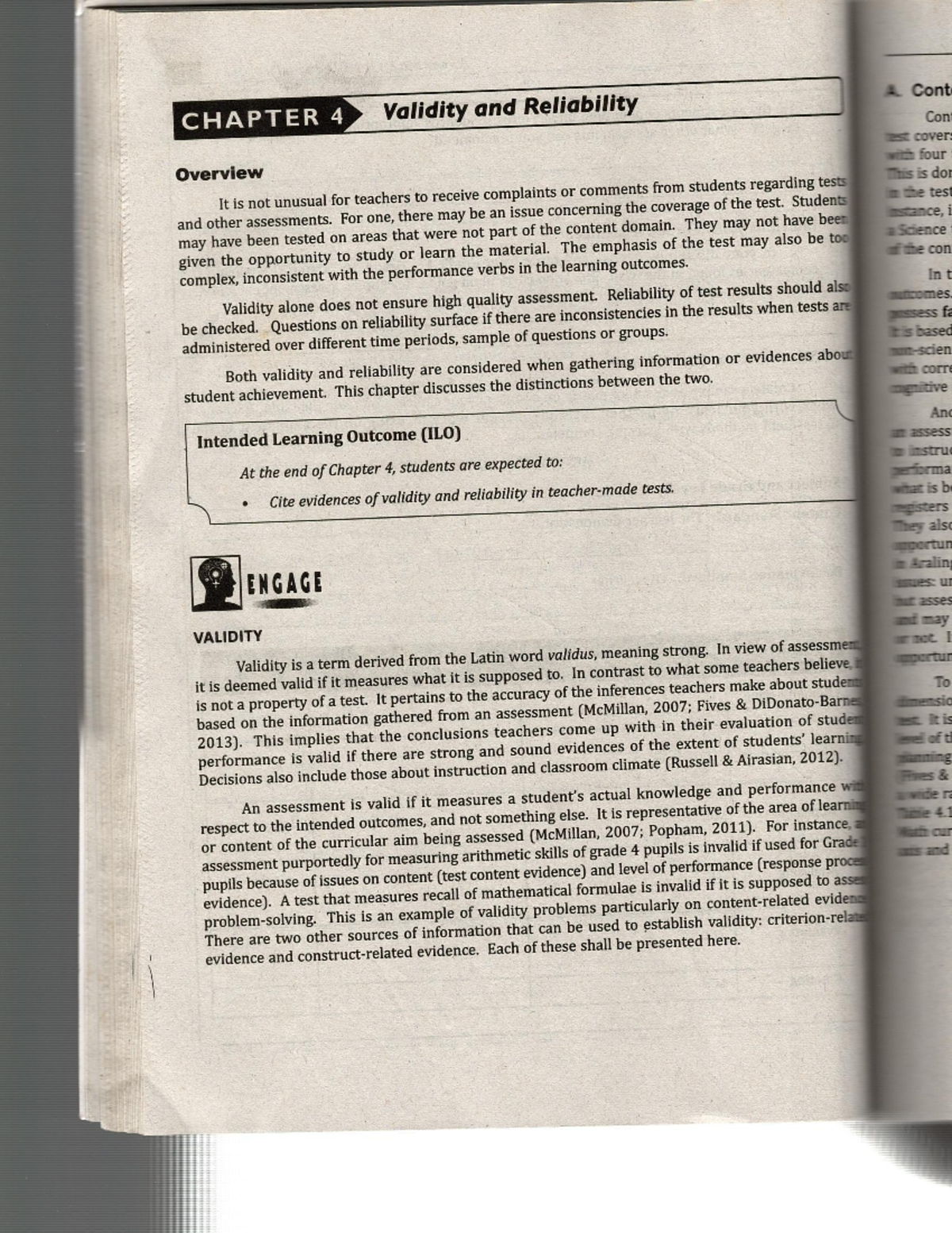 Chapter 4: Validity and Reliability in Assessment Learning 1 - Studocu